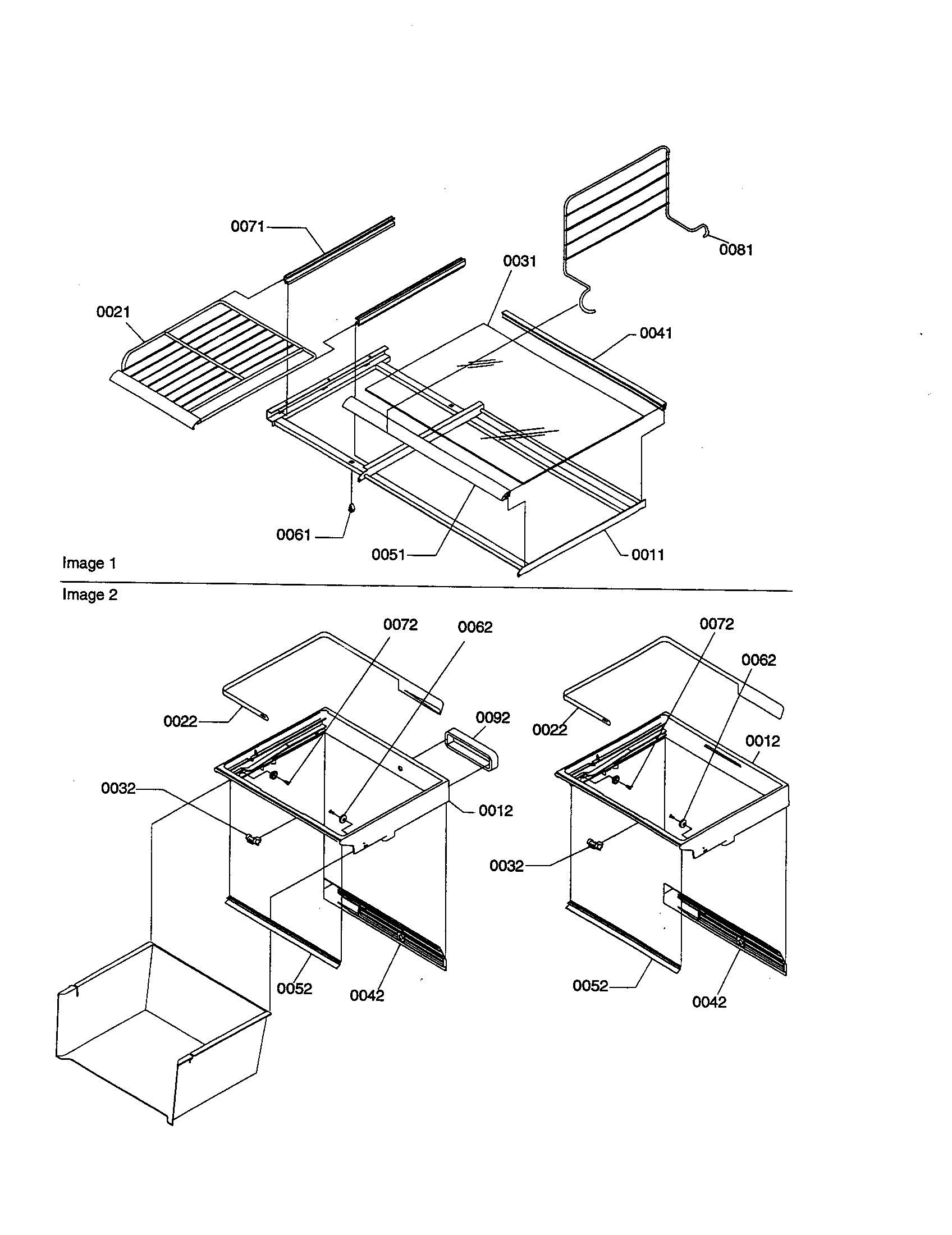 Amana BRF20TW-P1199201WW freezer shelf/deli/crisper assembly diagram