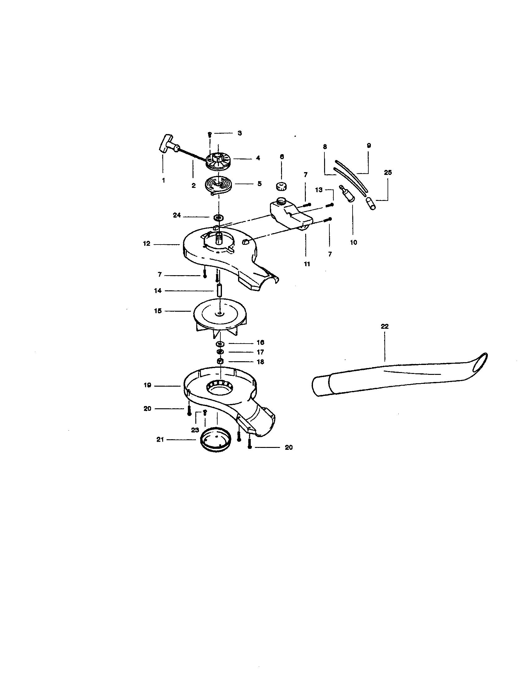 Craftsman 358797201 starter/fuel cap assembly diagram