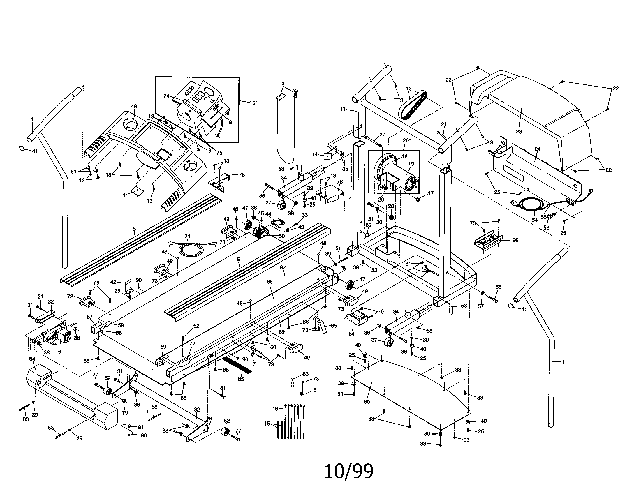 Proform PFTL49390 treadmill and motor diagram