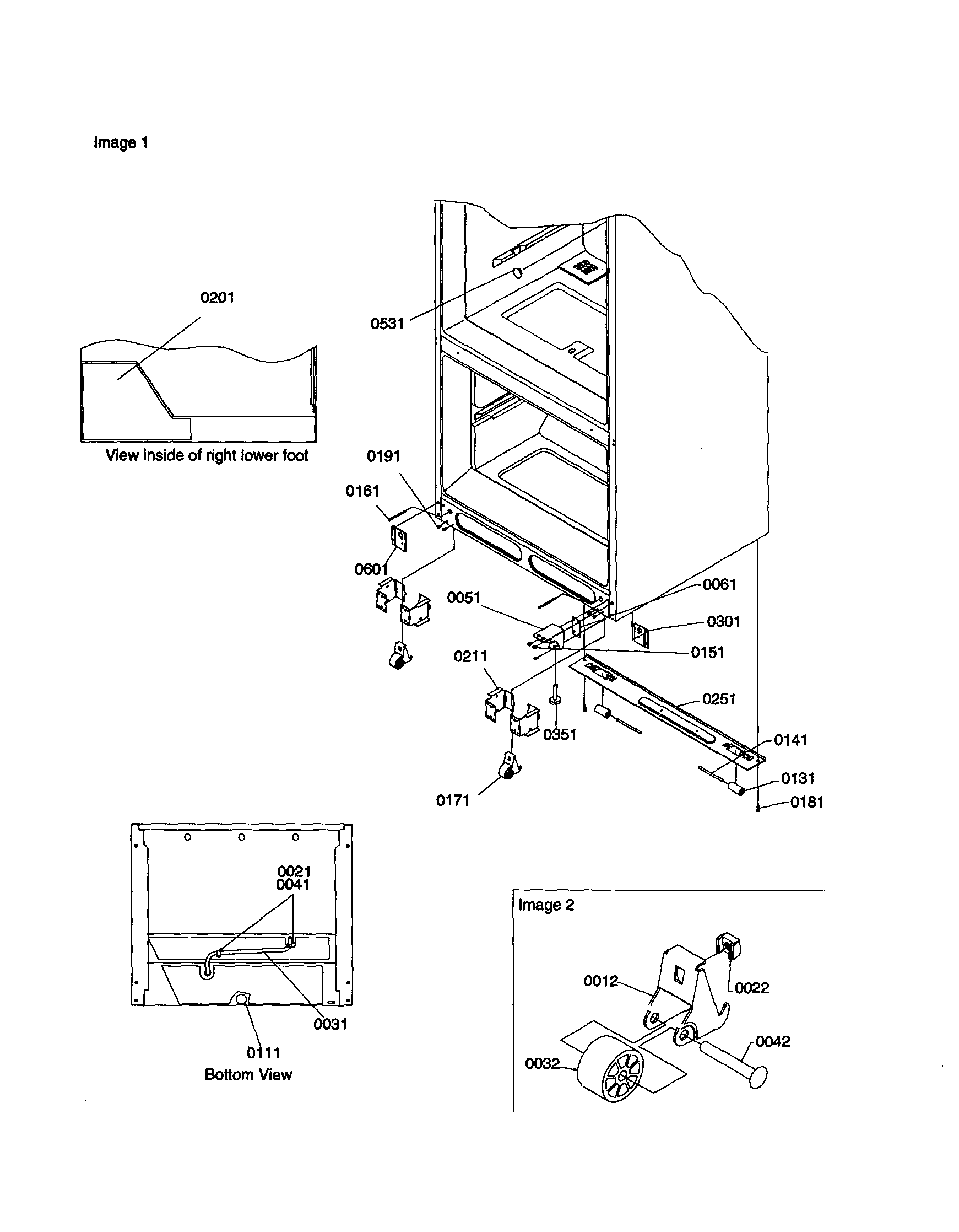 Amana BCI20TW-P1309702WW insulation and roller assembly diagram
