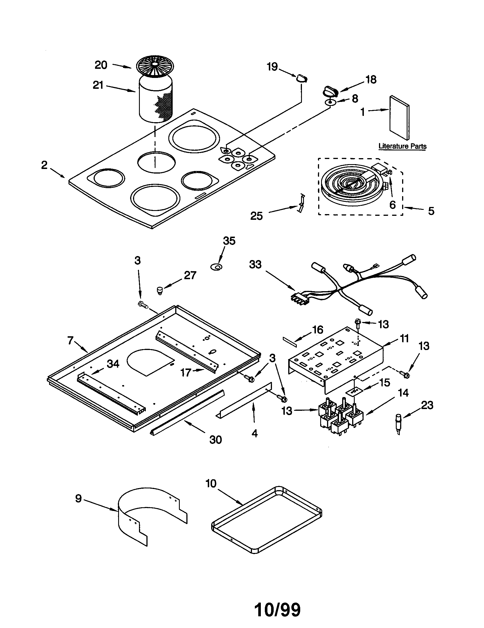 KitchenAid KECD865HBT0 cooktop diagram