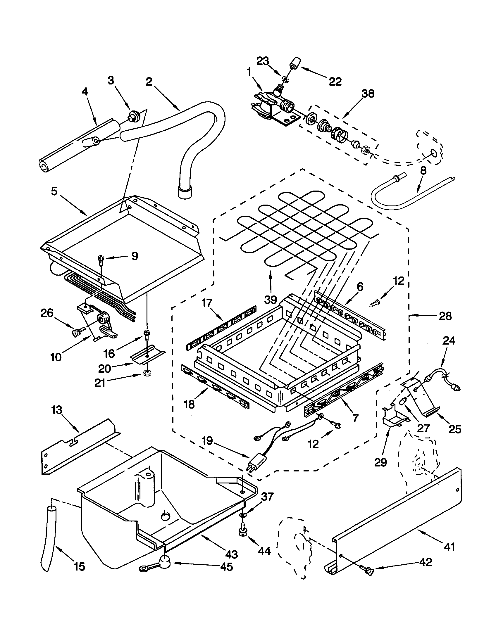 KitchenAid KUIS185GBT0 evaporator/ice cutter/water diagram