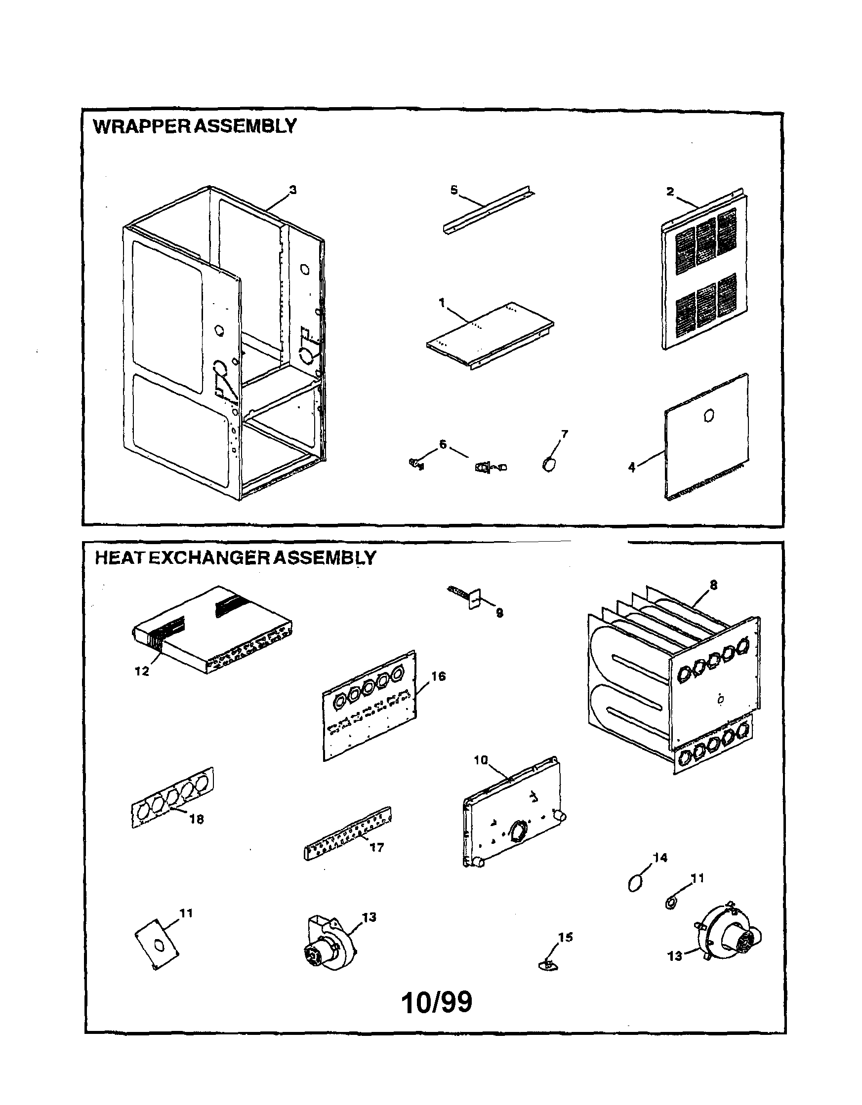 Goodman GMPN100-5 wrapper/heat exchanger assemblies diagram