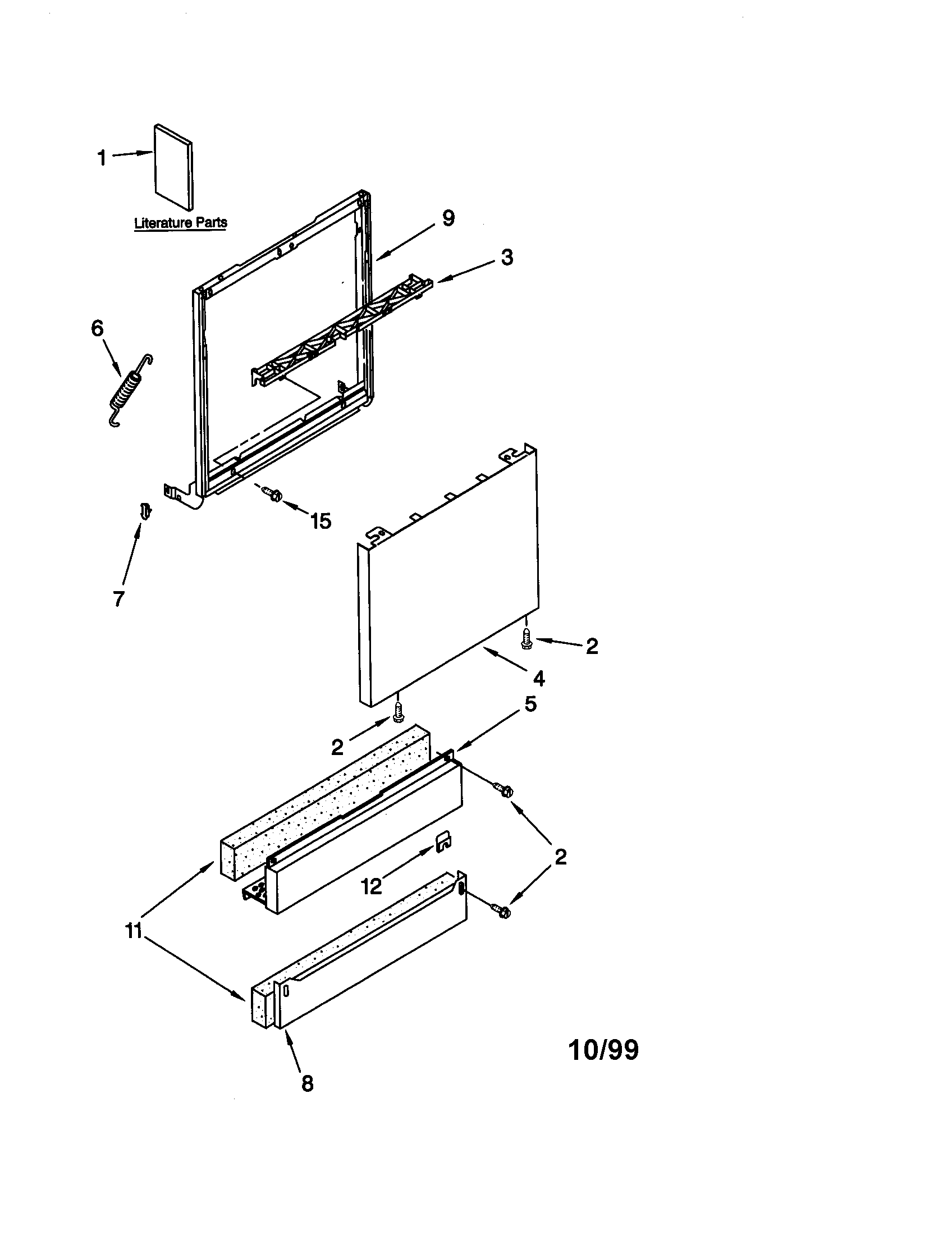 Kenmore 66515973992 door and panel diagram