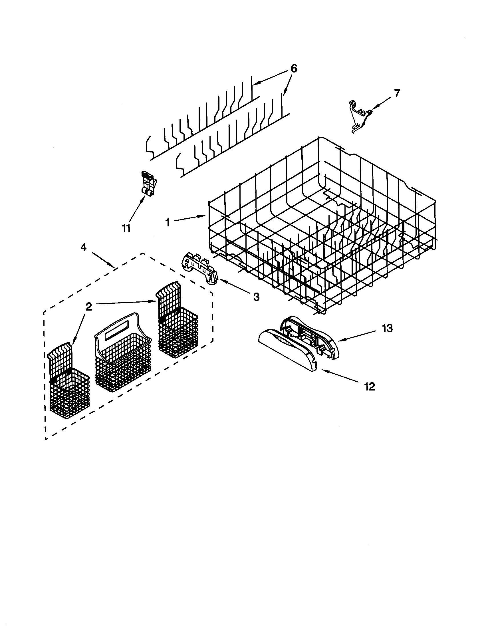 Kenmore 66515973992 lower rack diagram