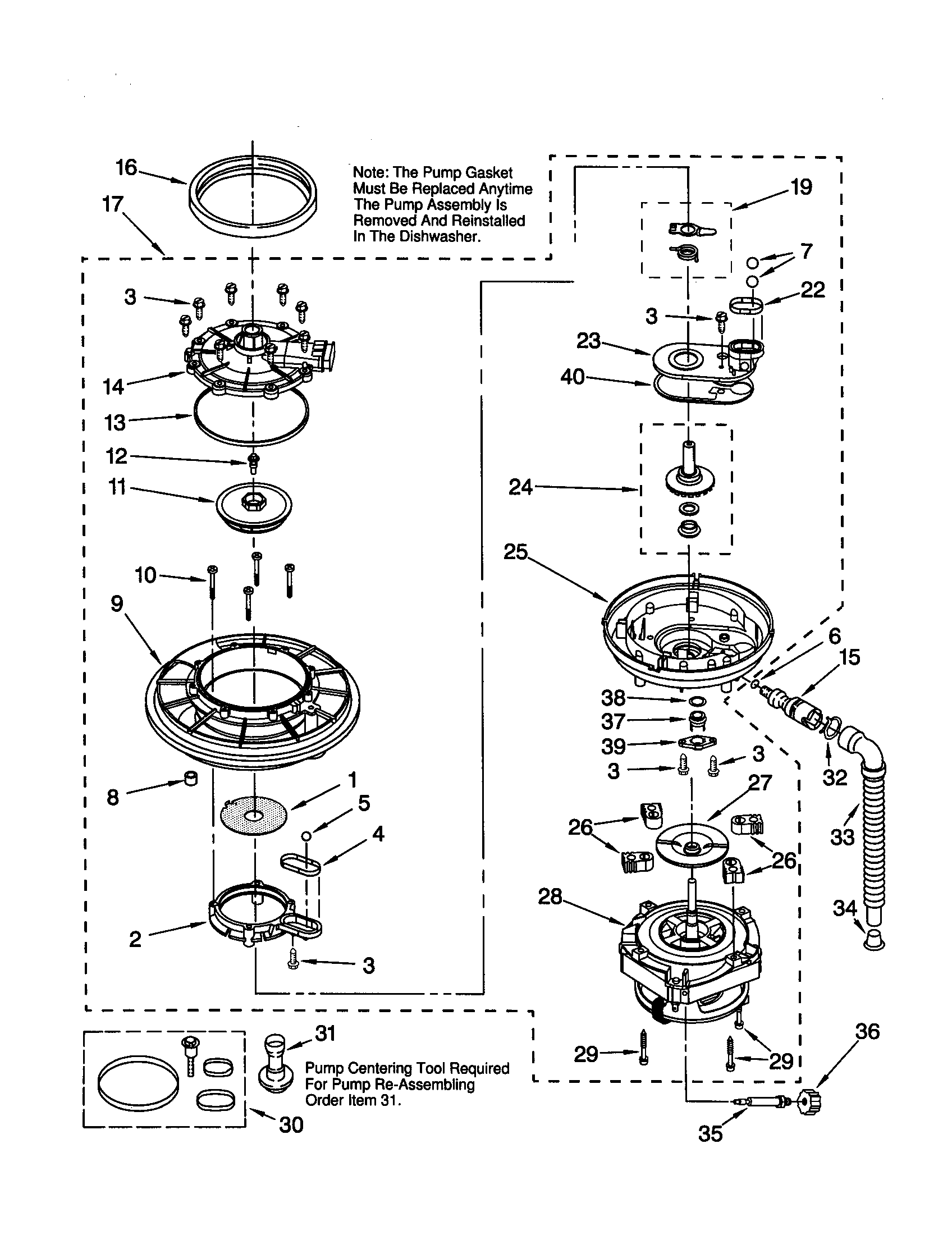 Kenmore 66517813990 pump and motor diagram