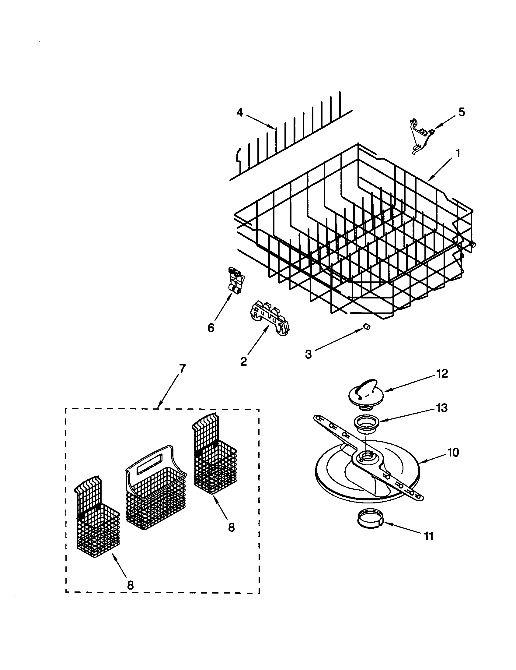 Kenmore 66517813990 lower dishrack diagram