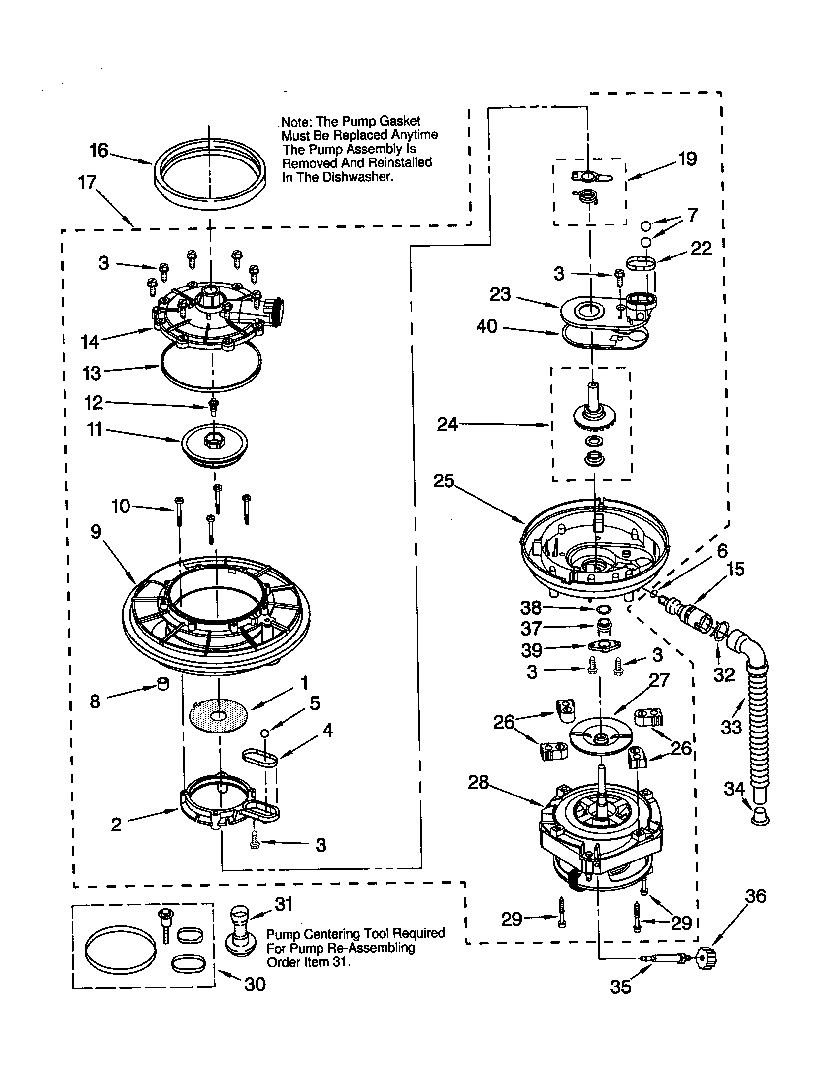 Kenmore 66516962990 pump and motor diagram