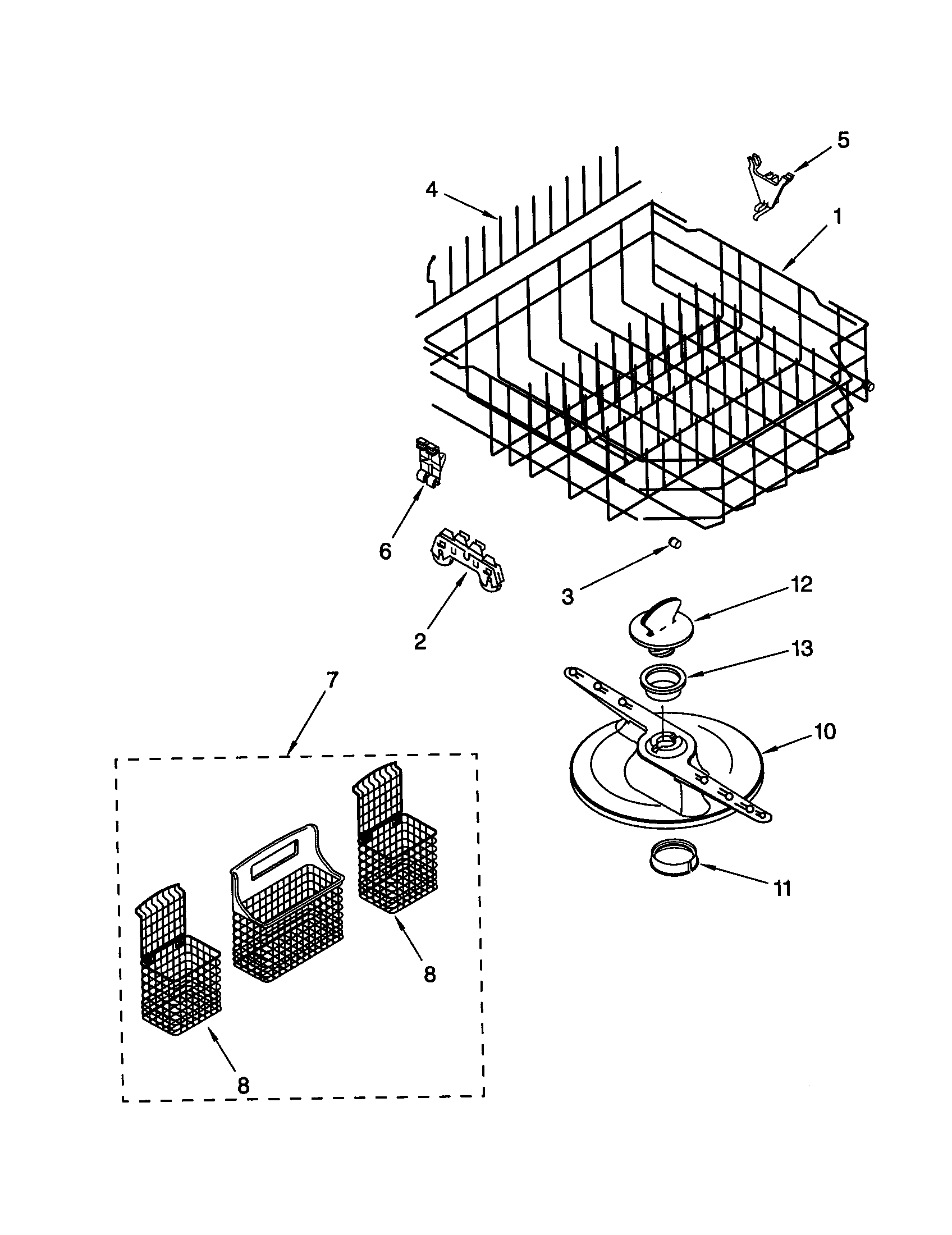 Kenmore 66516962990 lower dishrack diagram