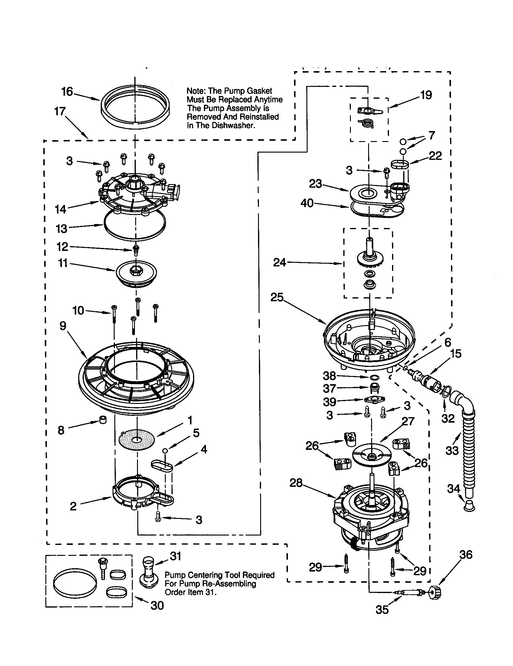 Kenmore 66516862990 pump and motor diagram