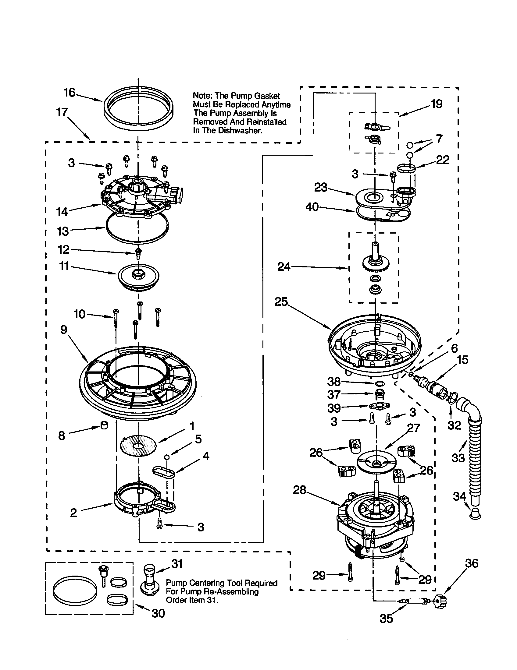 Kenmore 66515777990 pump and motor diagram