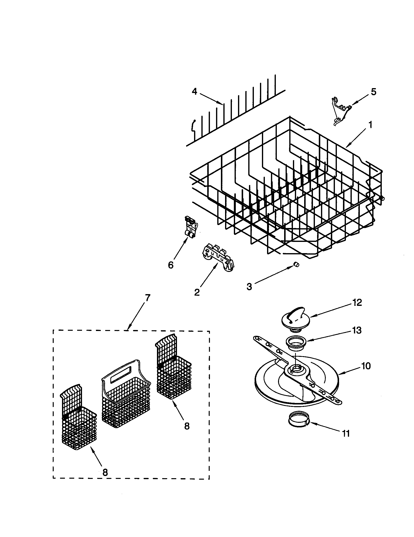 Kenmore 66515777990 lower dishrack diagram