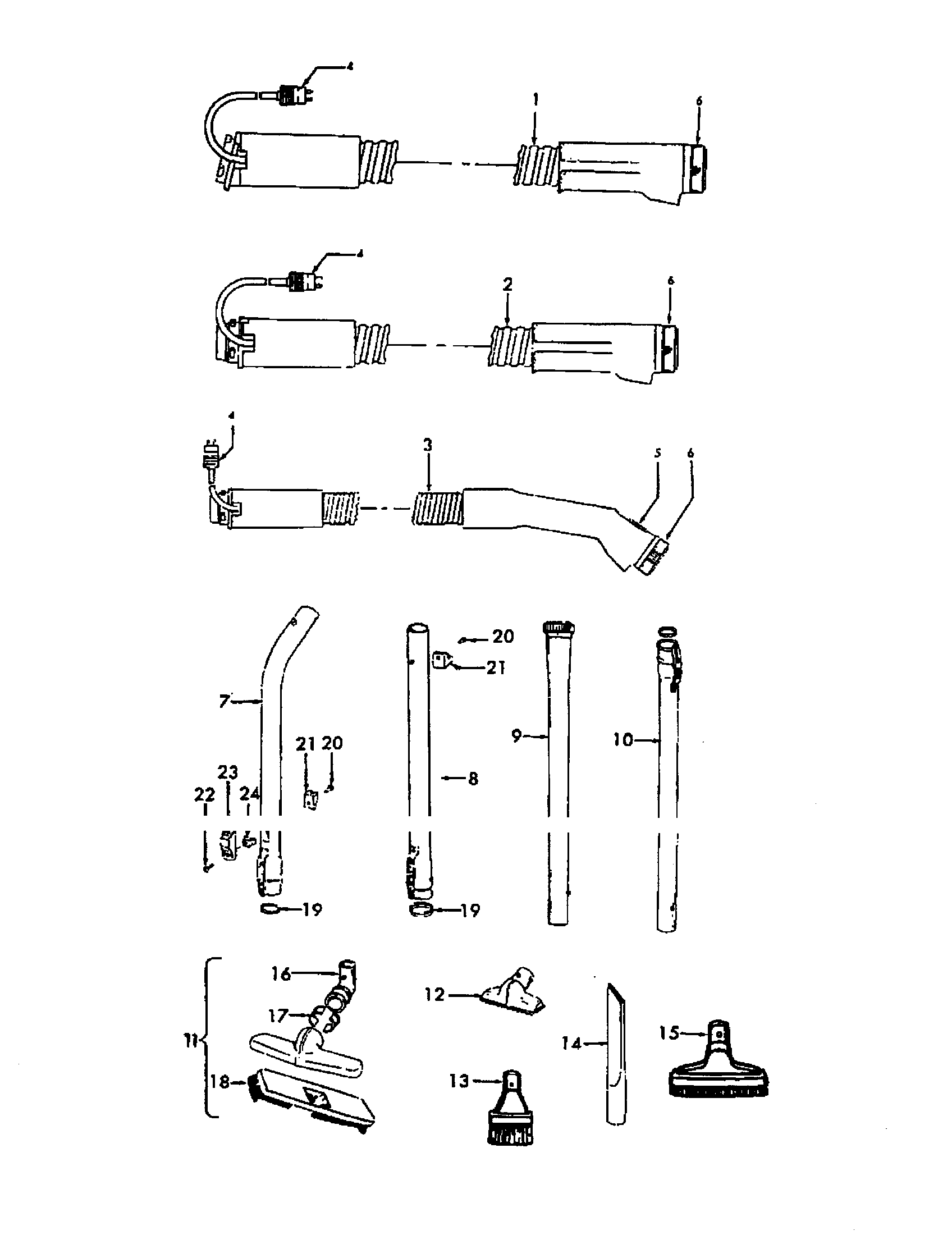 Hoover S3499 cord repair kit/attachments diagram