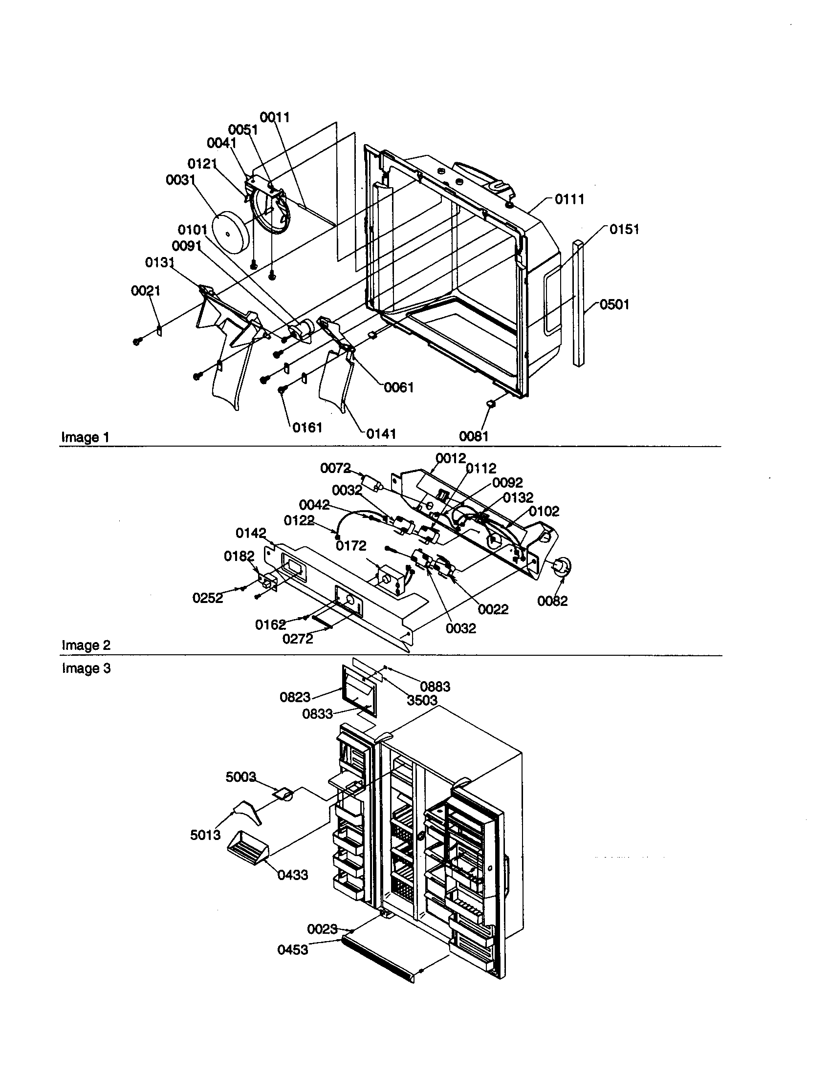 Amana SSD25TW-P1190316WW water cavity, control panel, toe grille diagram