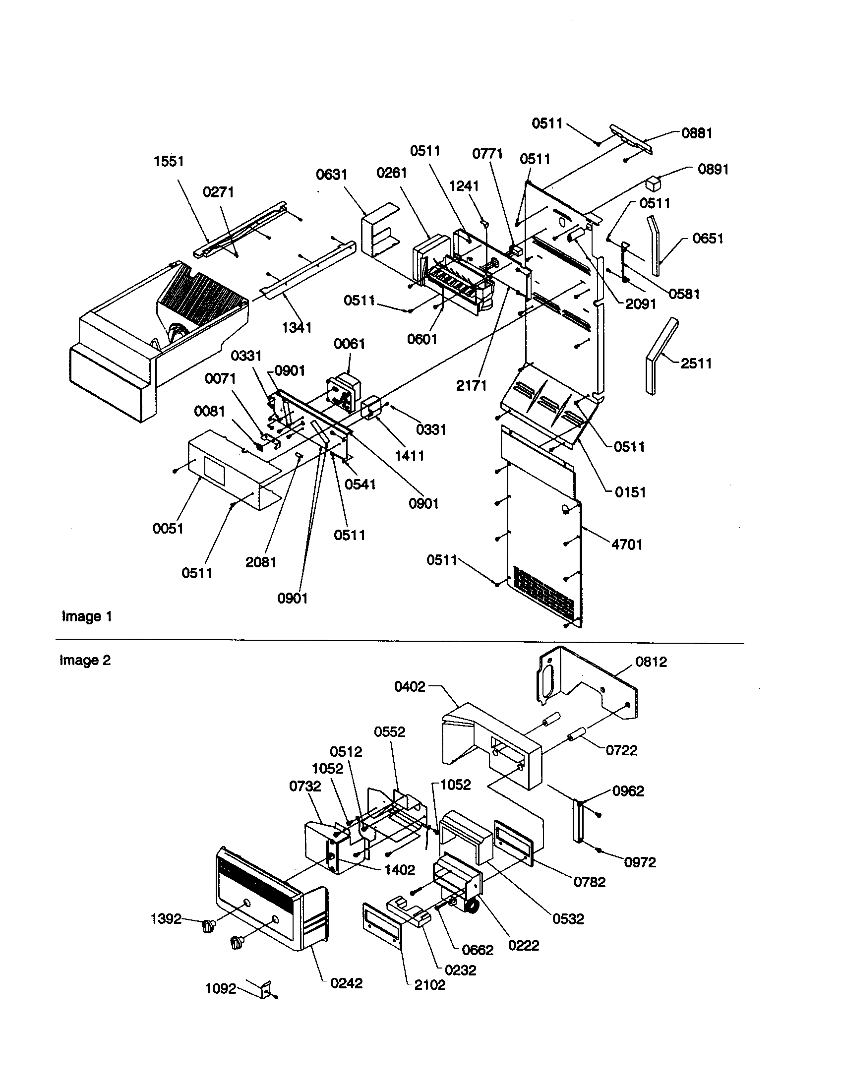 Amana SSD25TW-P1190316WW ice maker/control assembly diagram