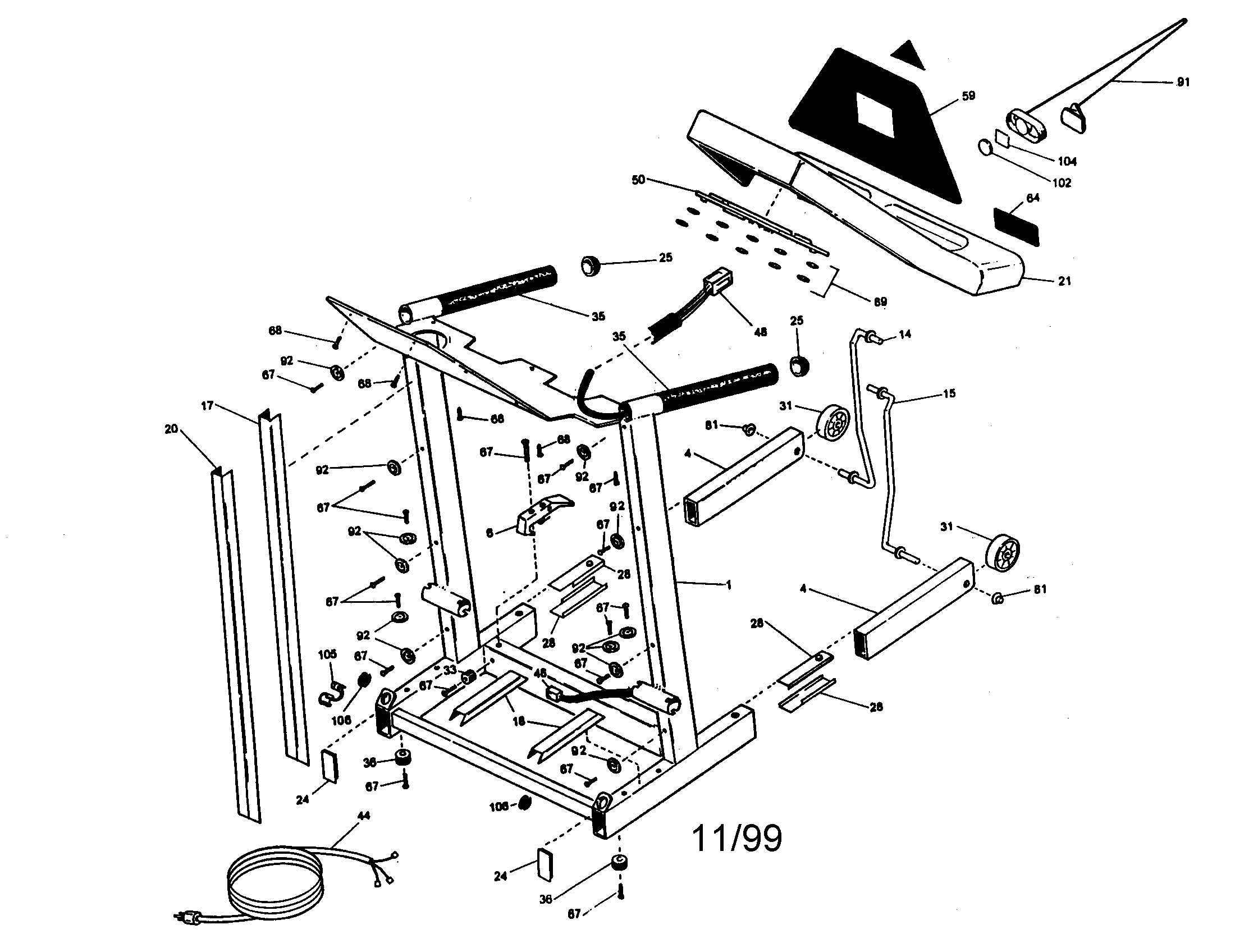 Keys PRO HR pro hr treadmill diagram