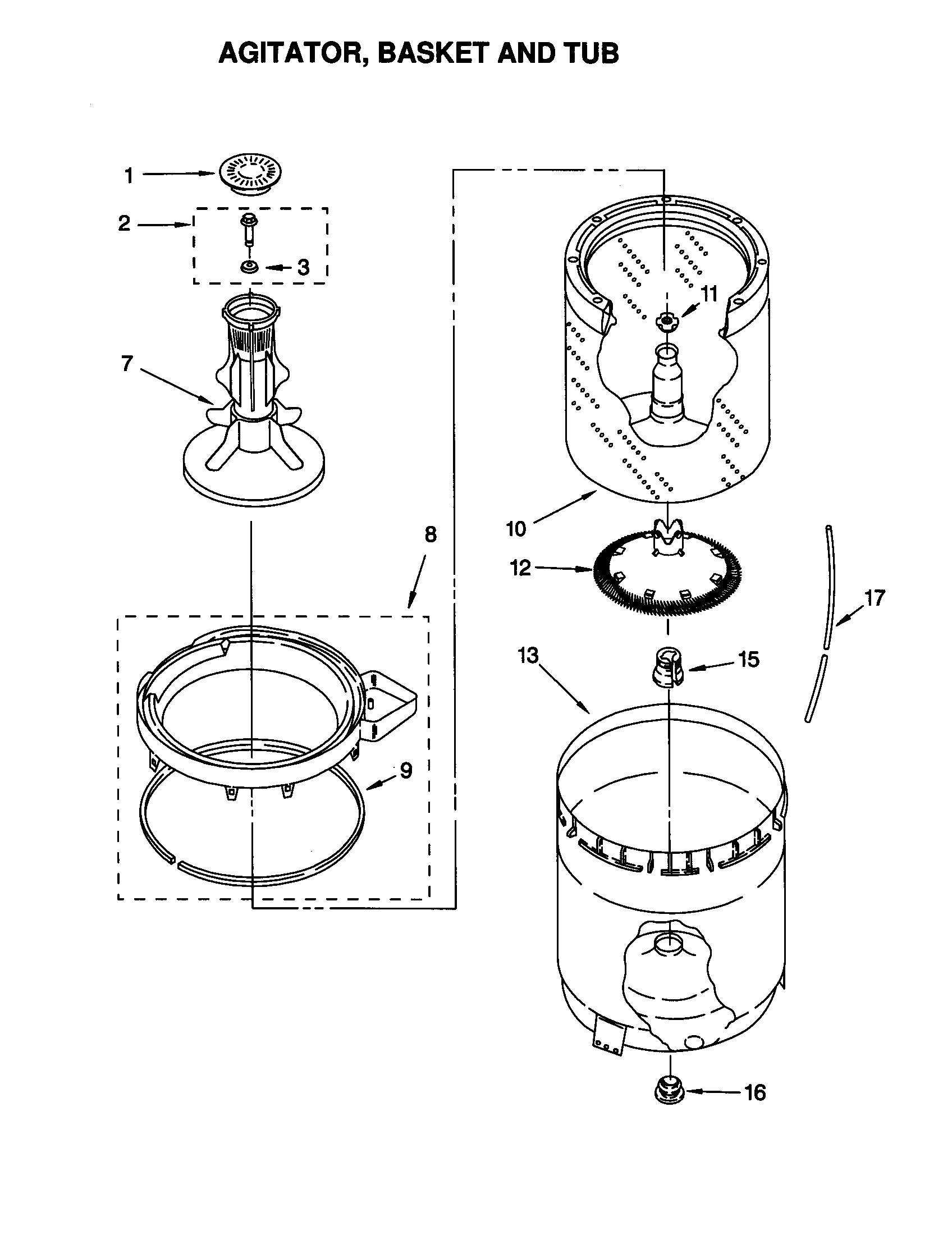 Kenmore 11020442990 agitator/basket/tub diagram