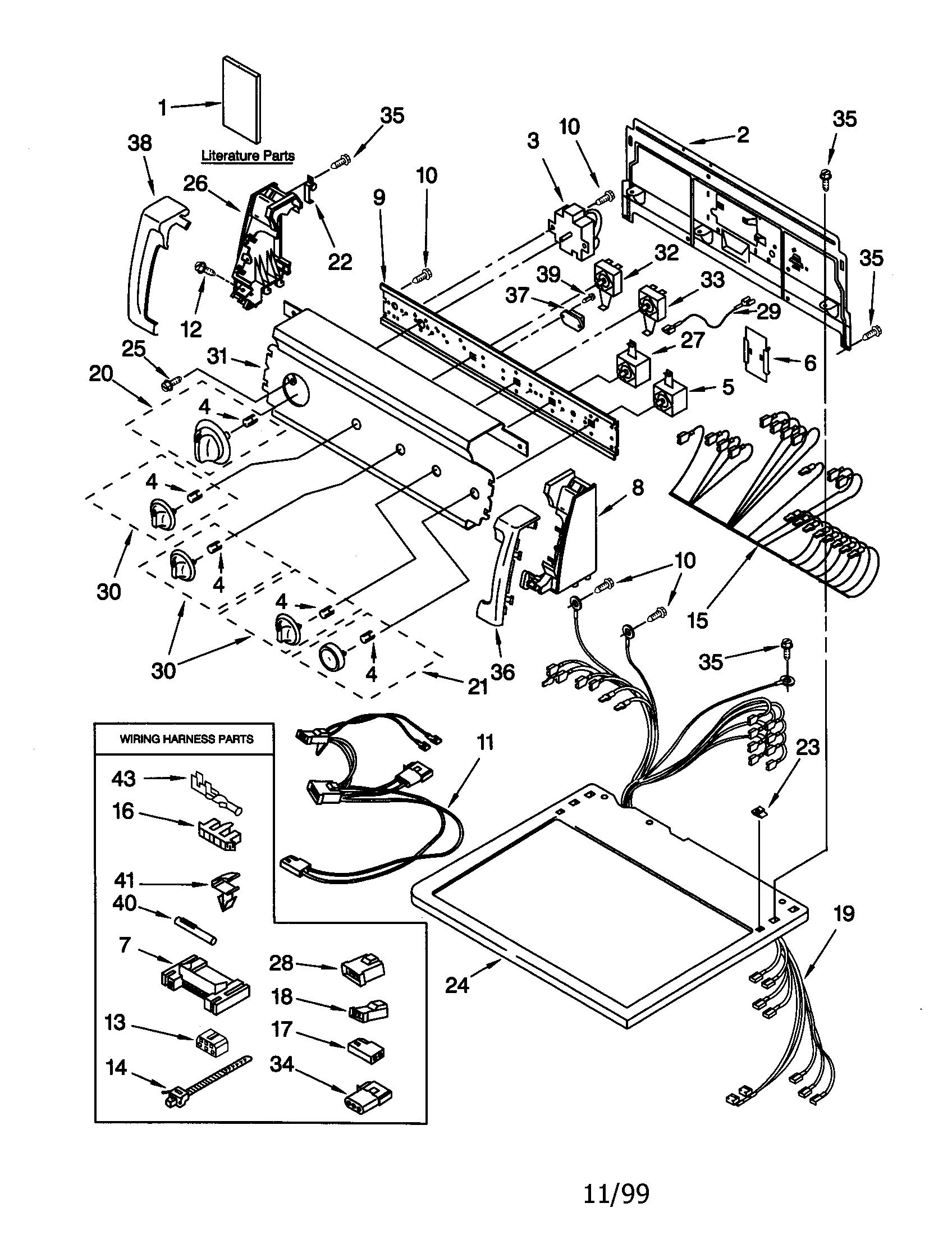 Kenmore 11070972990 top and console diagram