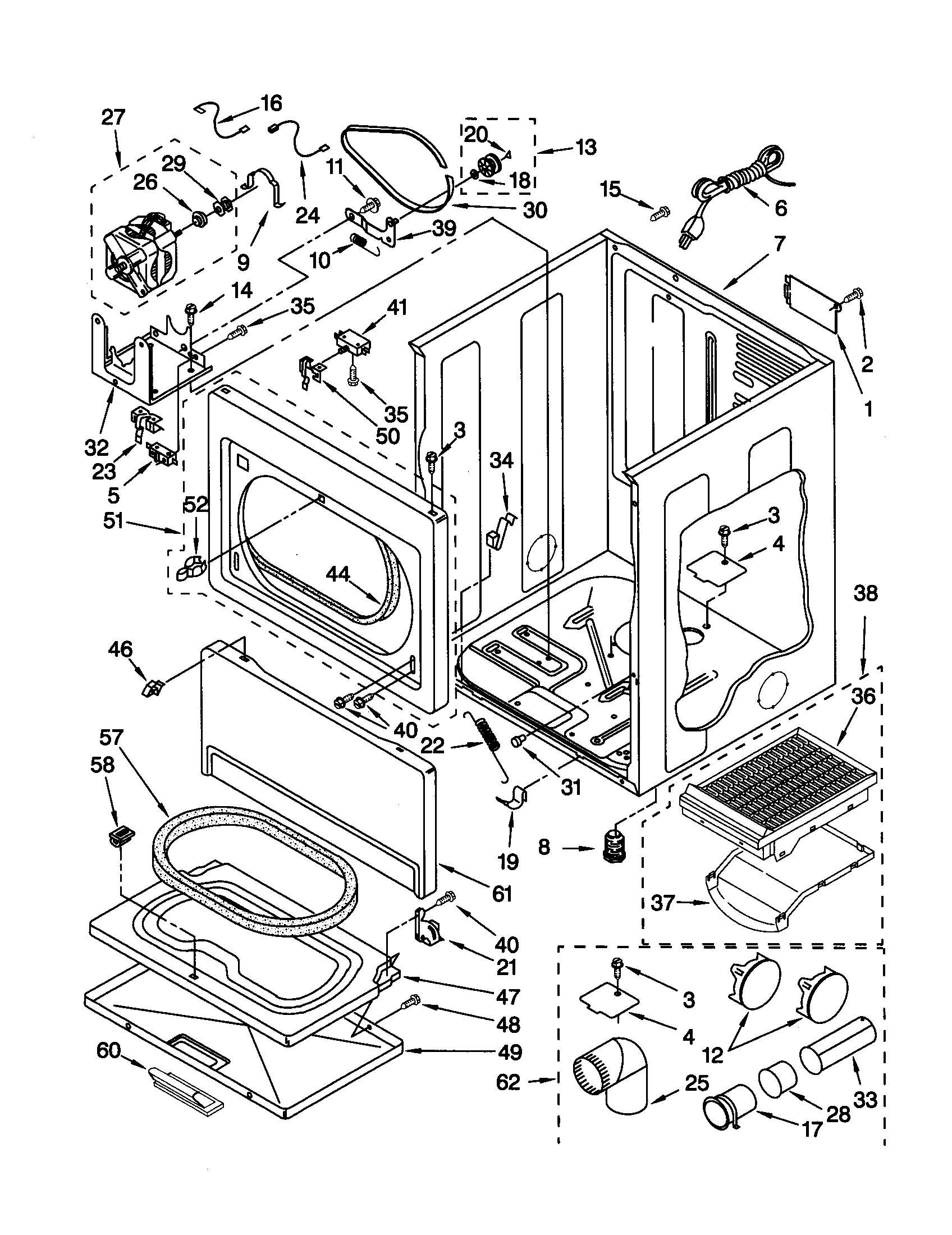 Kenmore 11070972990 cabinet diagram