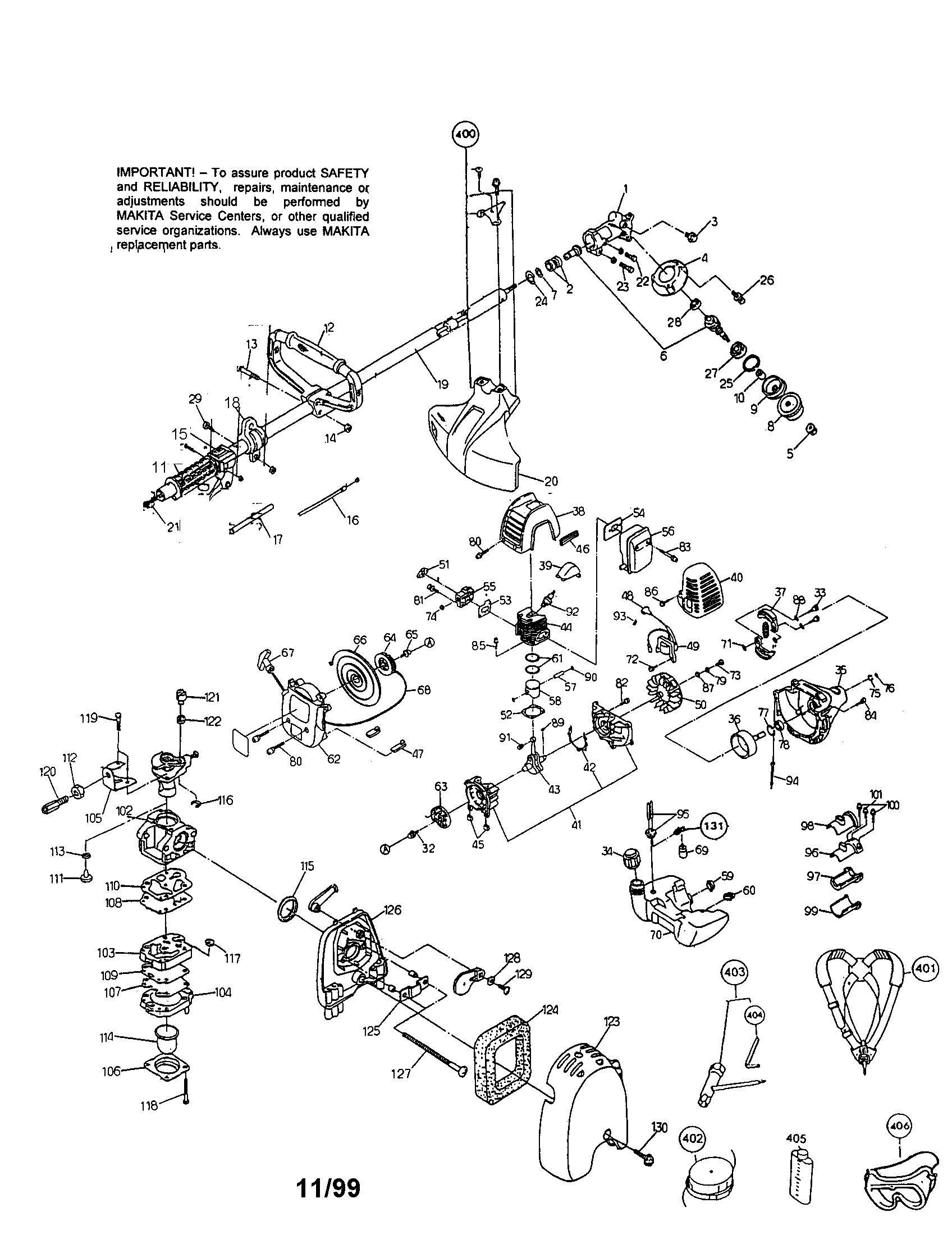 Makita RBC321 string trimmer diagram