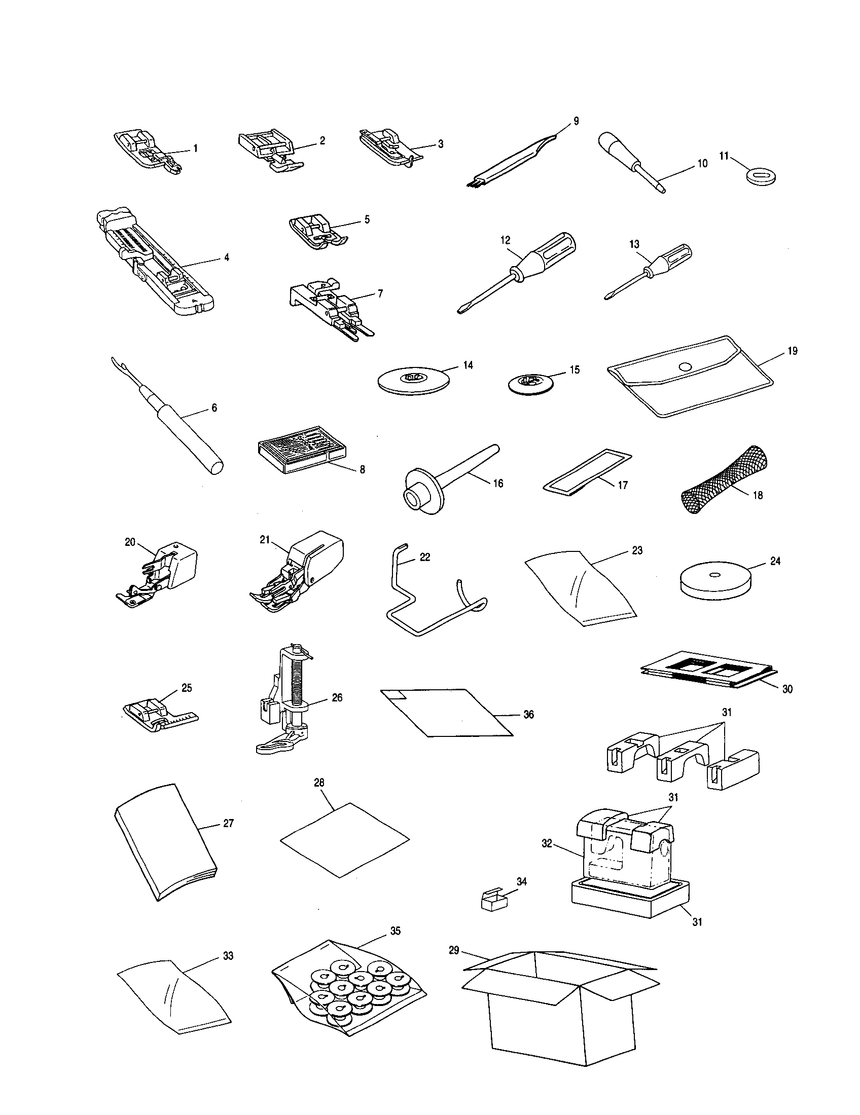 Brother SUPER ACE 1 accessory diagram
