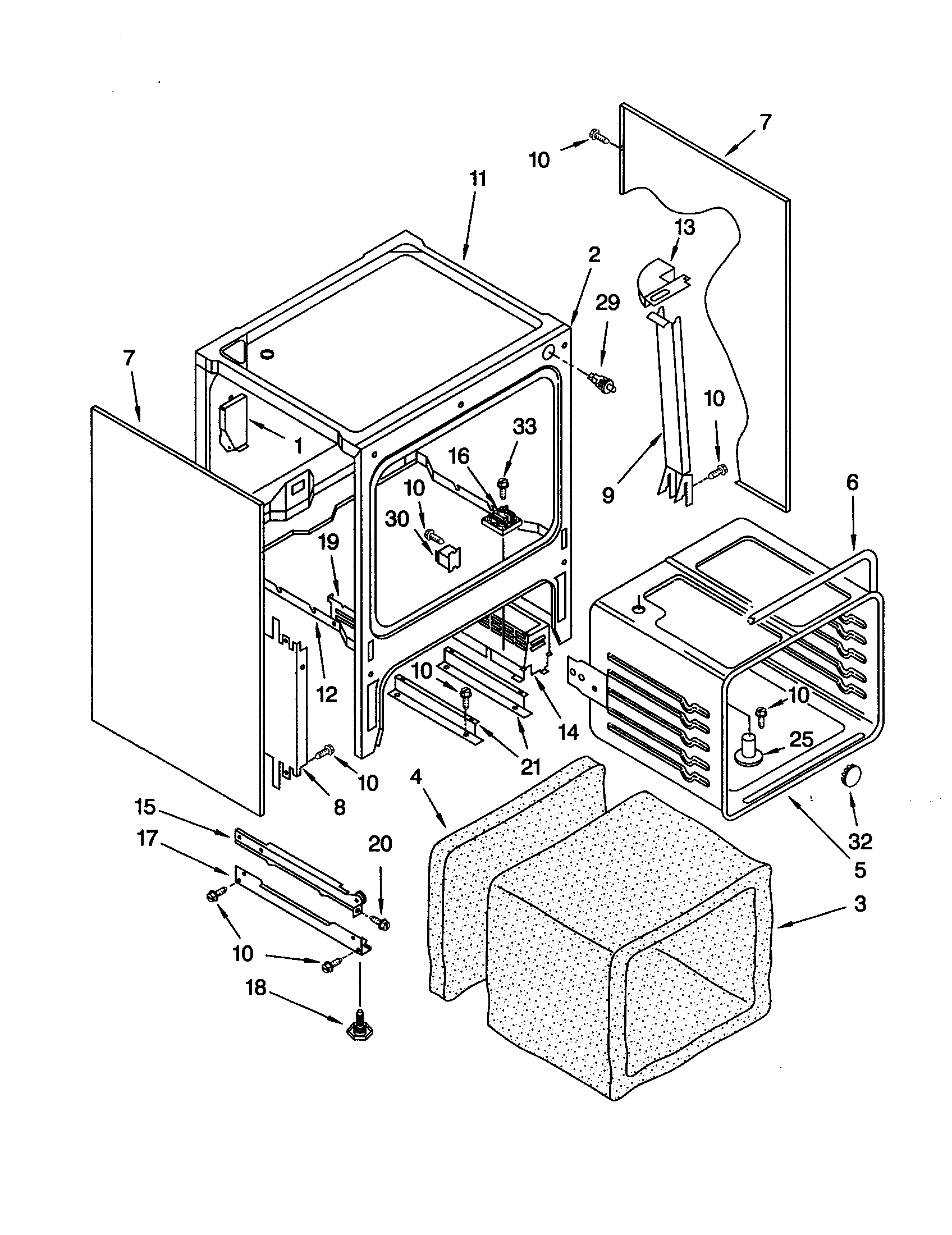 KitchenAid KERC601HWH1 oven chassis diagram