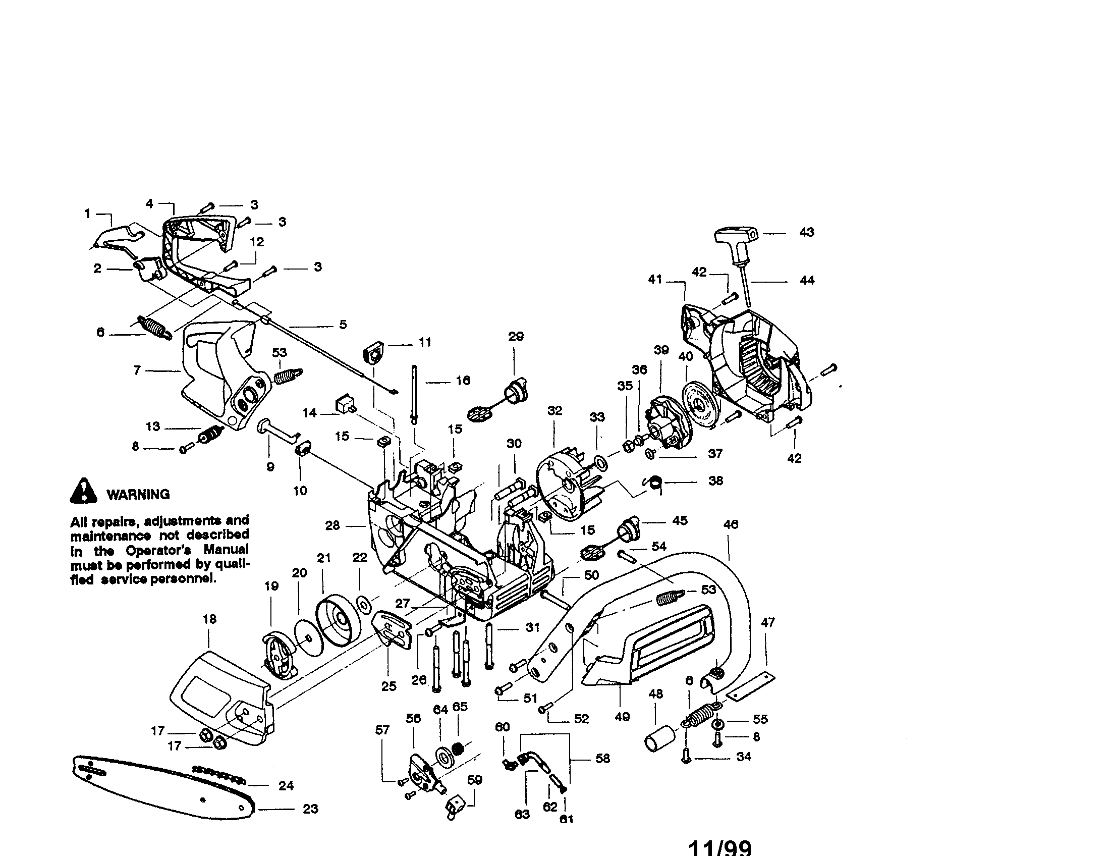 Craftsman 358350180 chain saw diagram
