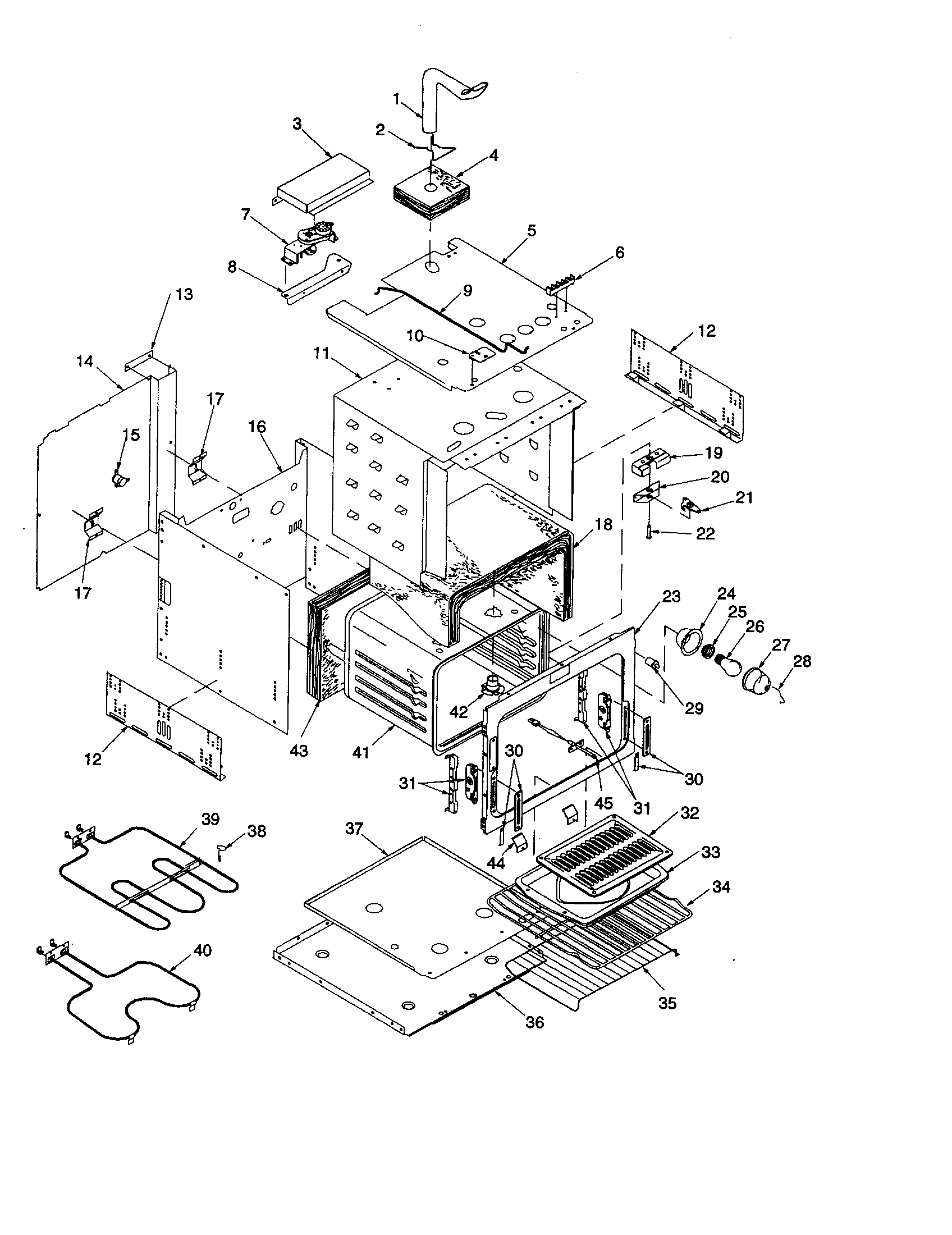 Amana AOES2430E-P1132363NE oven body diagram