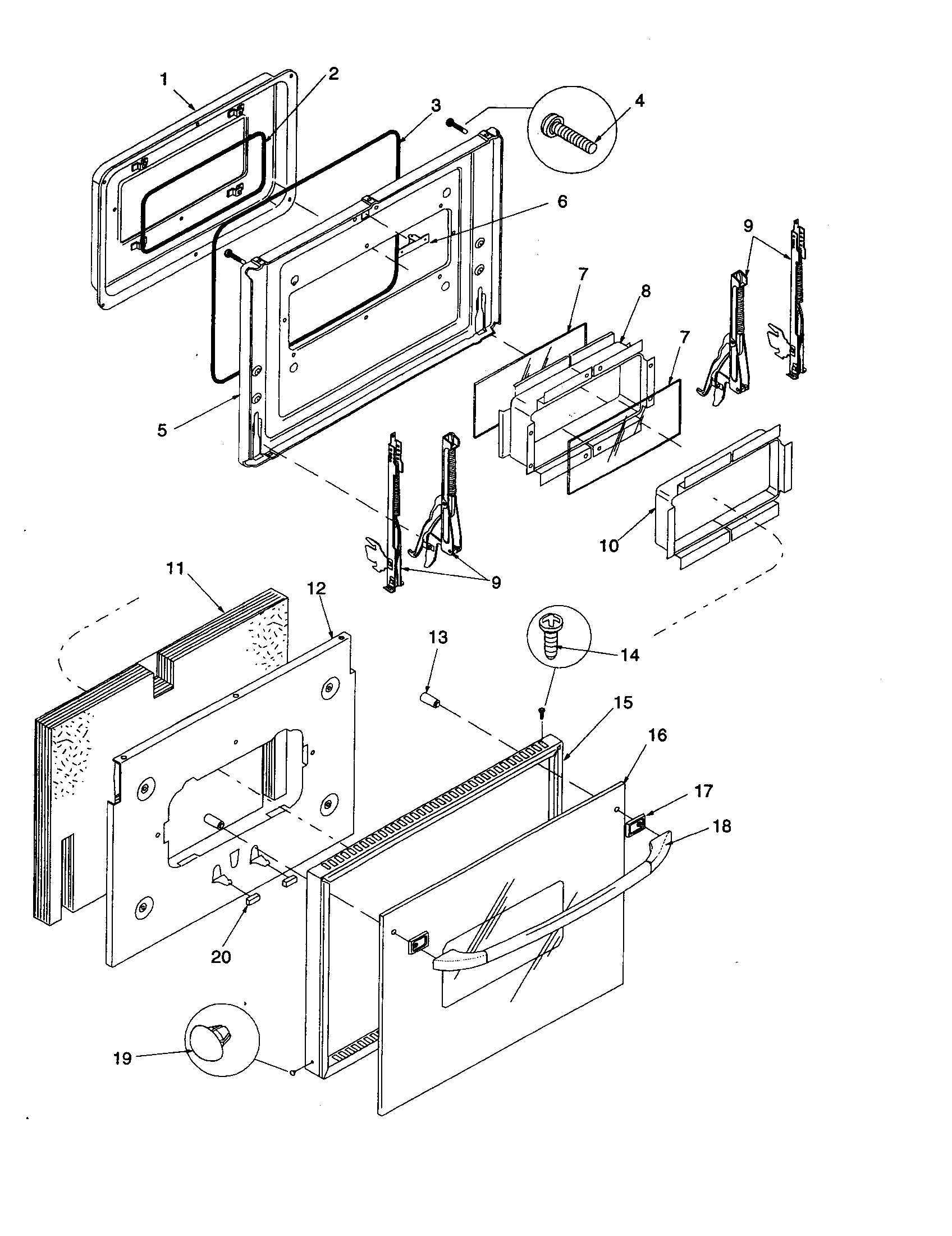 Amana AOES2430E-P1132363NE door assembly diagram