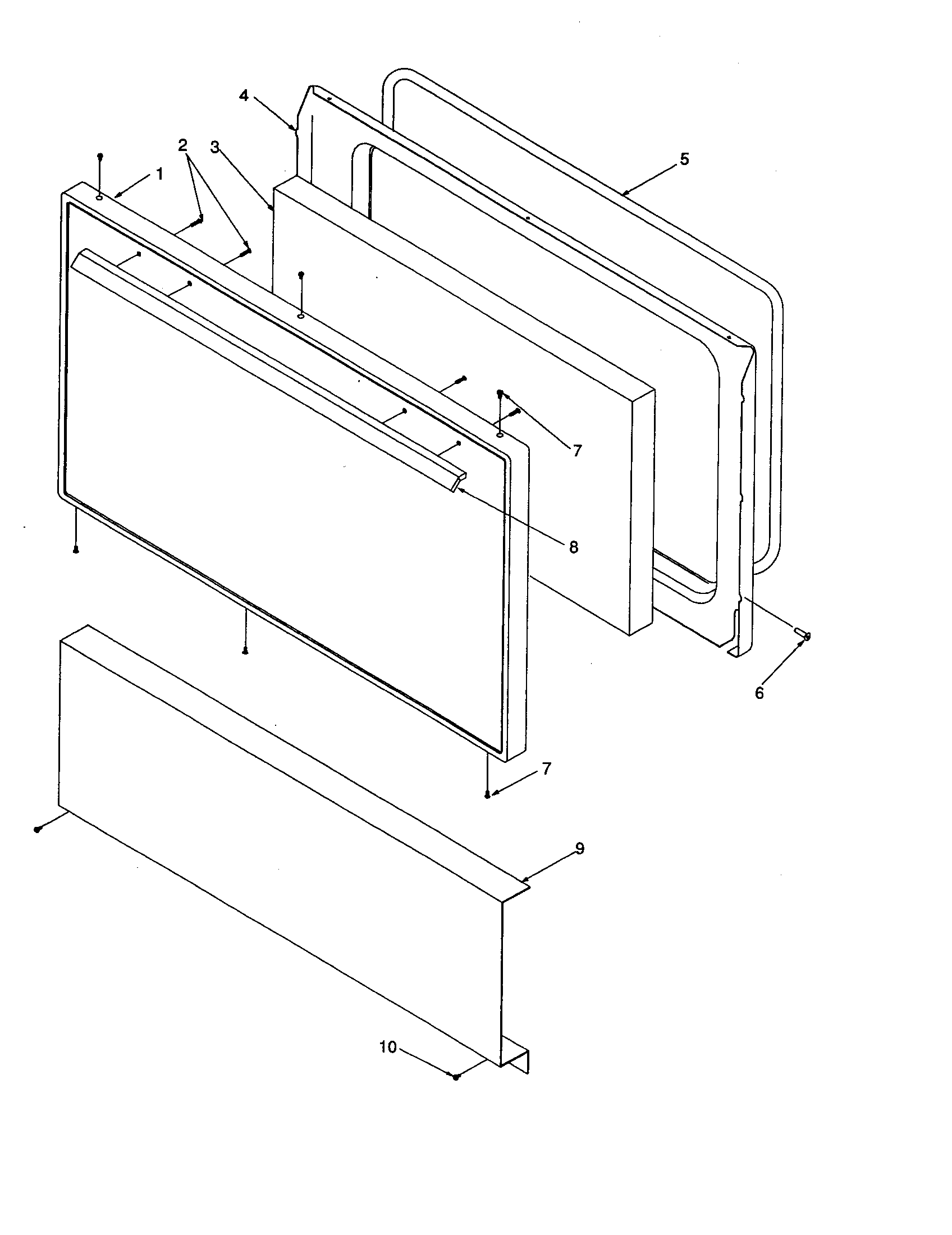 Amana ARR3100L-P1143649NL oven door and decorative panel diagram