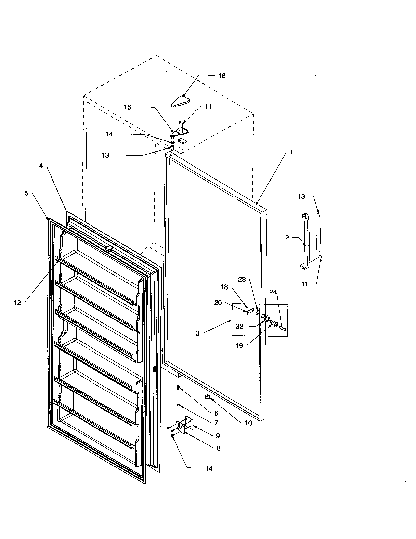 Amana ESU20HW/V57S-BAMW250 freezer door diagram
