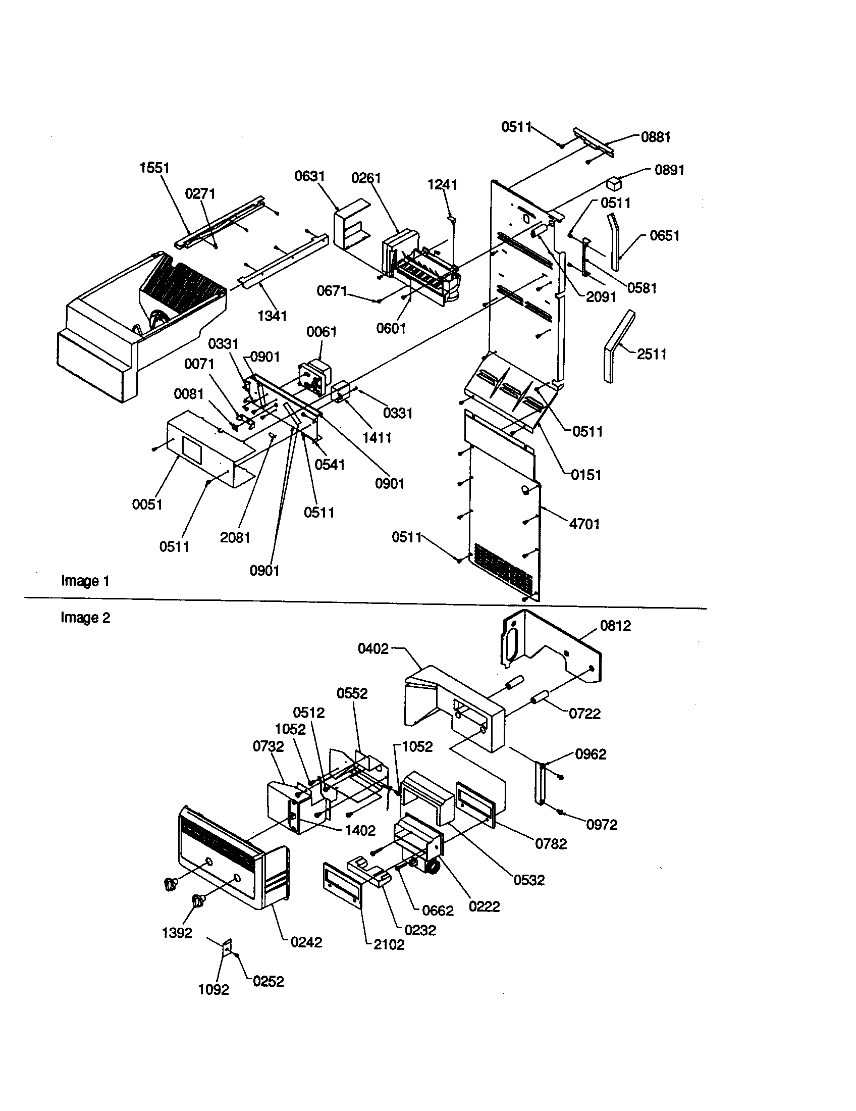 Amana SRD20S4W-P1190810WW ice maker/control assembly diagram