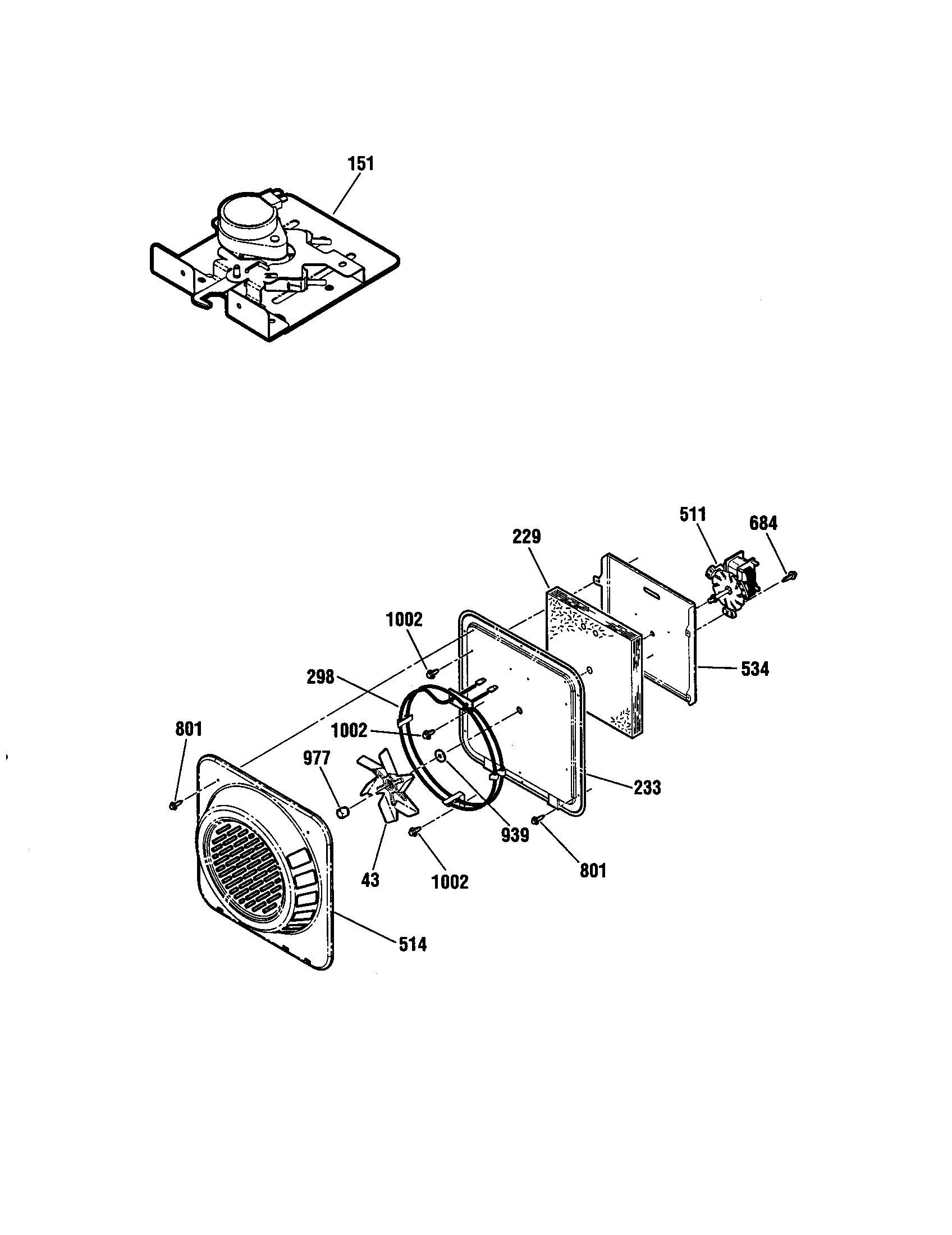 Kenmore 91195987991 door lock and fan section diagram