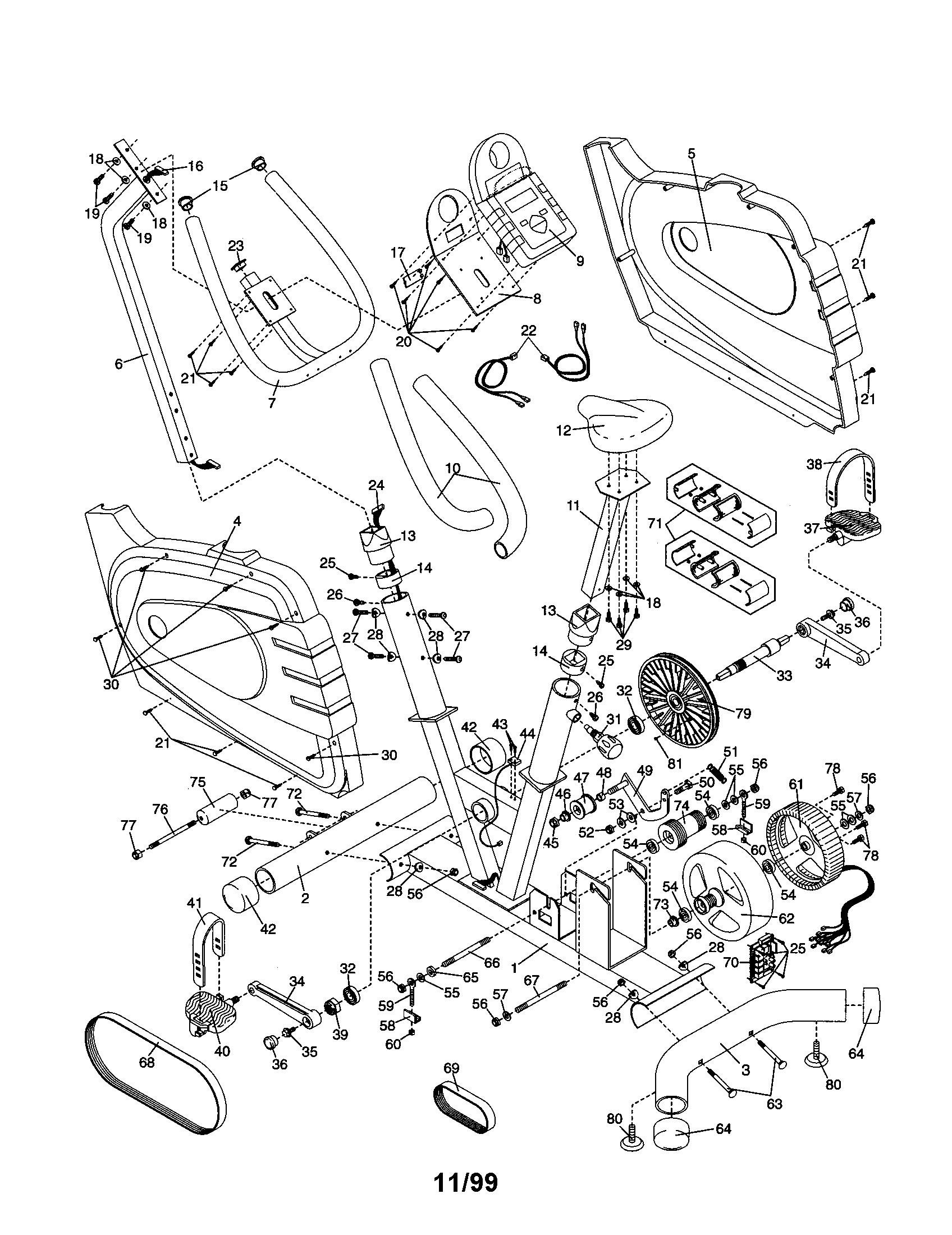 Reebok RBEX31080 frame assembly diagram