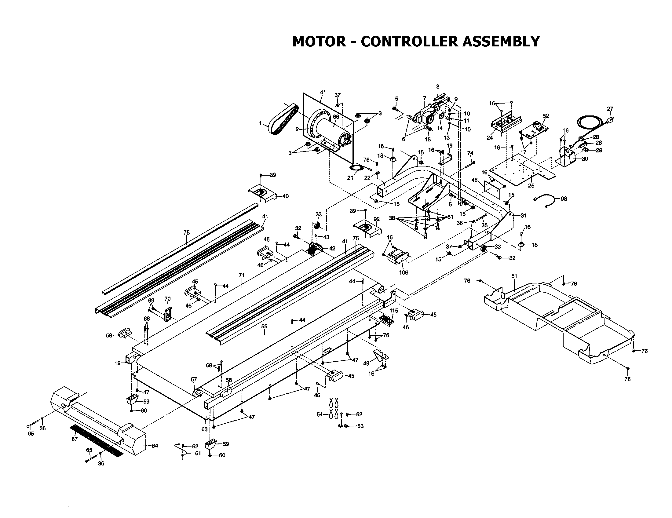 Proform PFTL69190 motor/controller assembly diagram