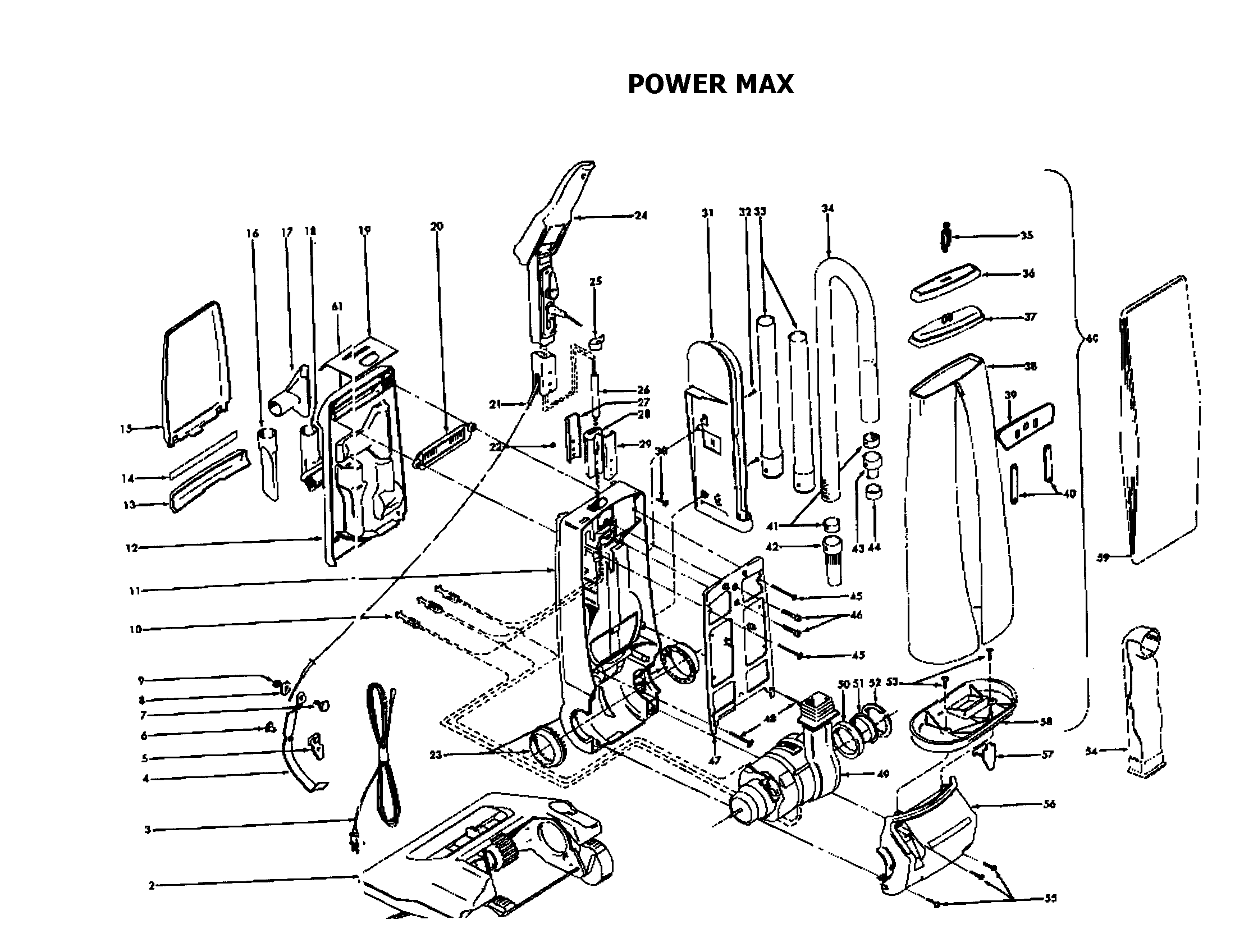 Hoover U3721930 power max diagram