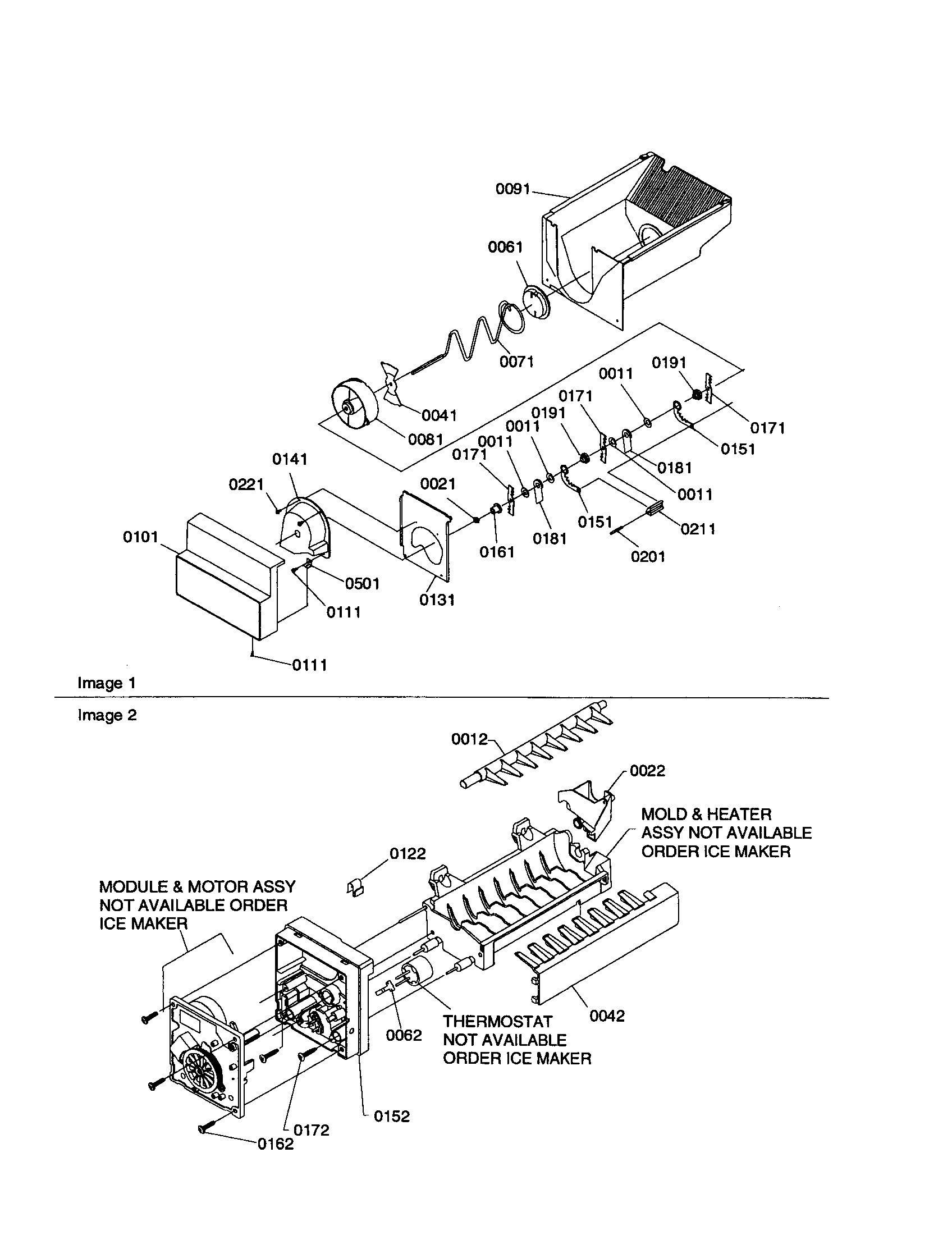 Kenmore 59650399990 ice bucket auger/ice maker diagram