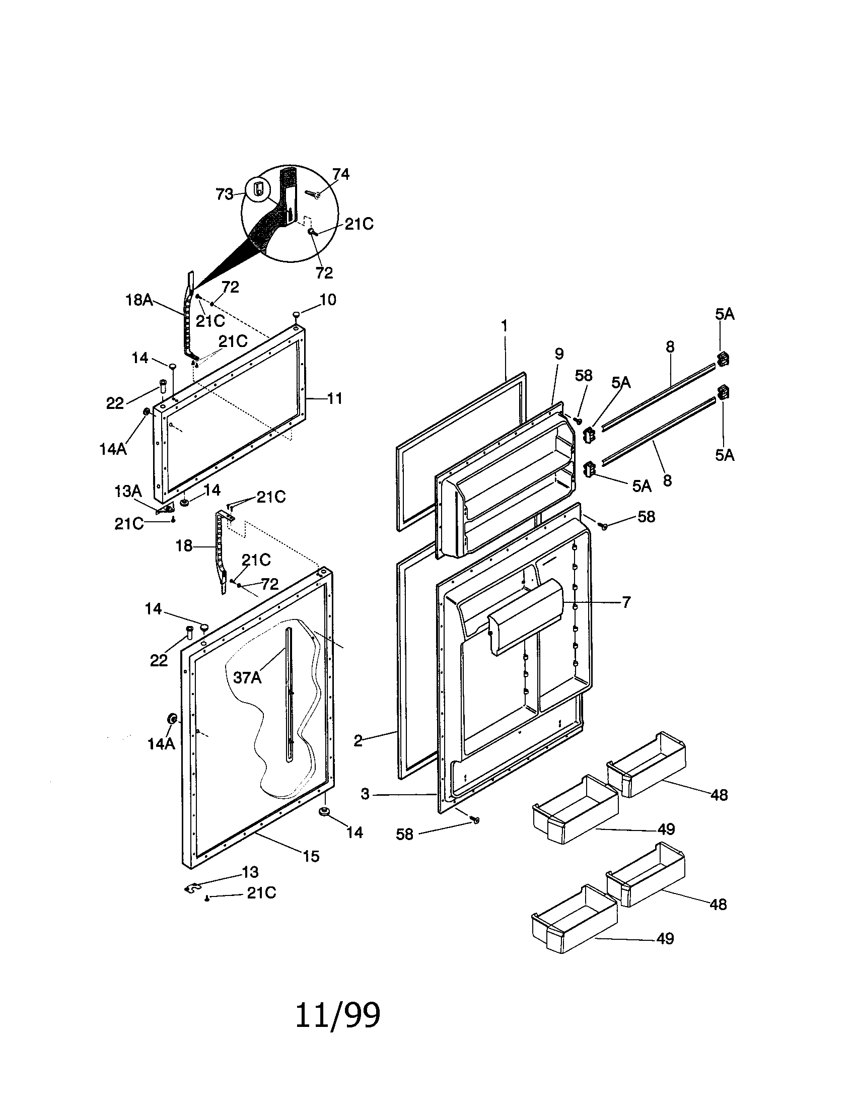 Kenmore 25338677995 door diagram