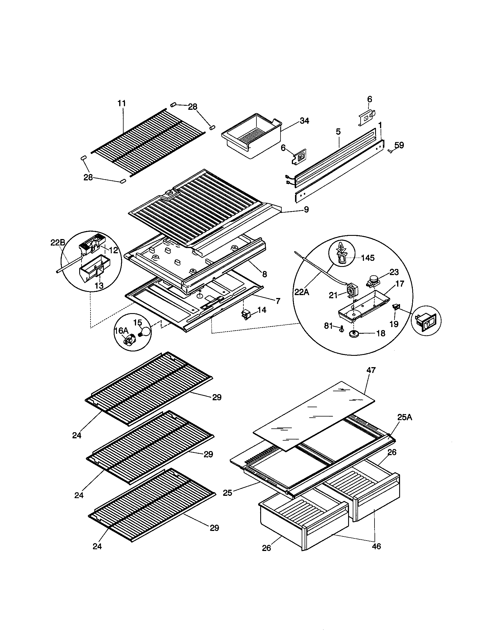 Kenmore 25338677995 shelves diagram