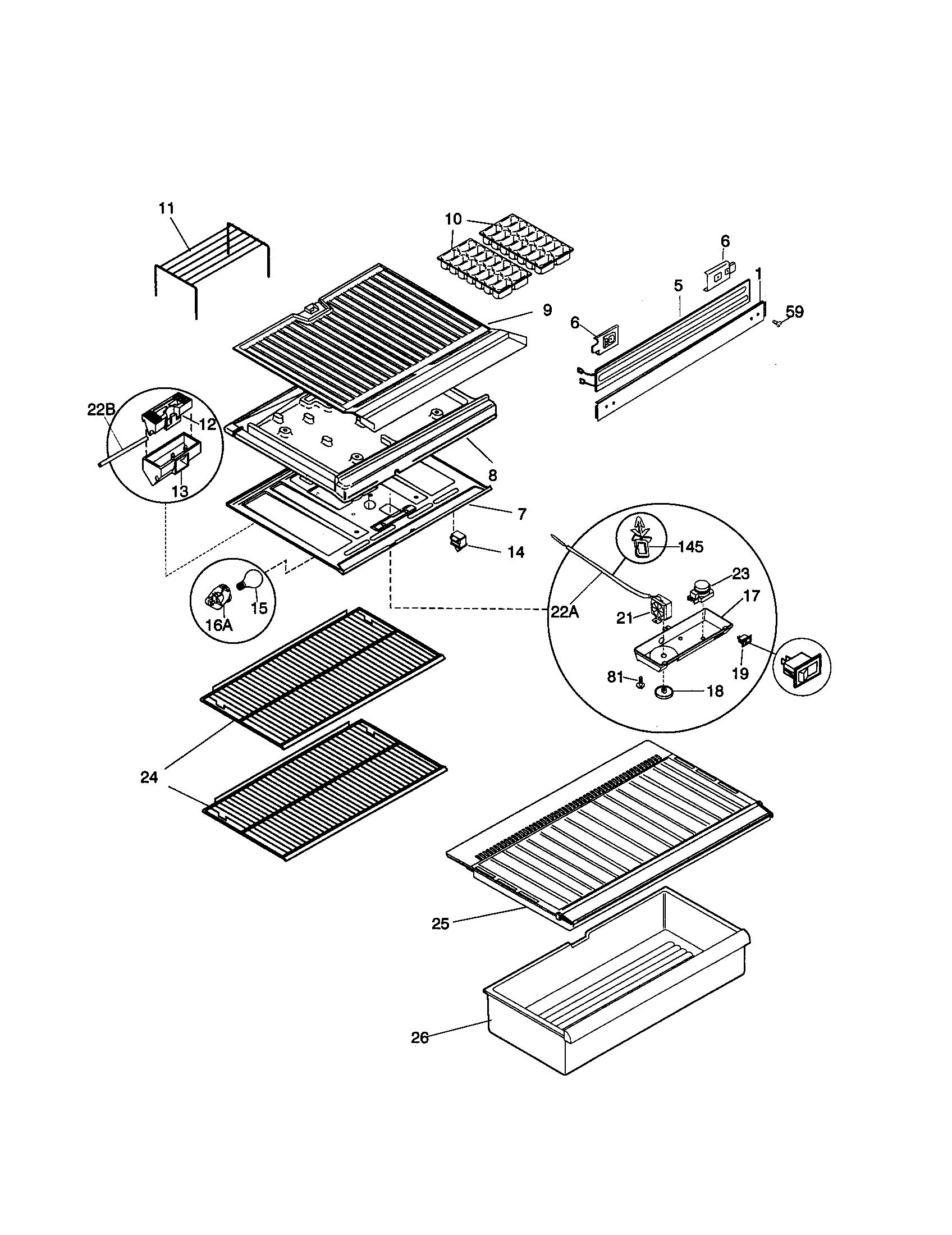 Kenmore 25336611895 shelves diagram