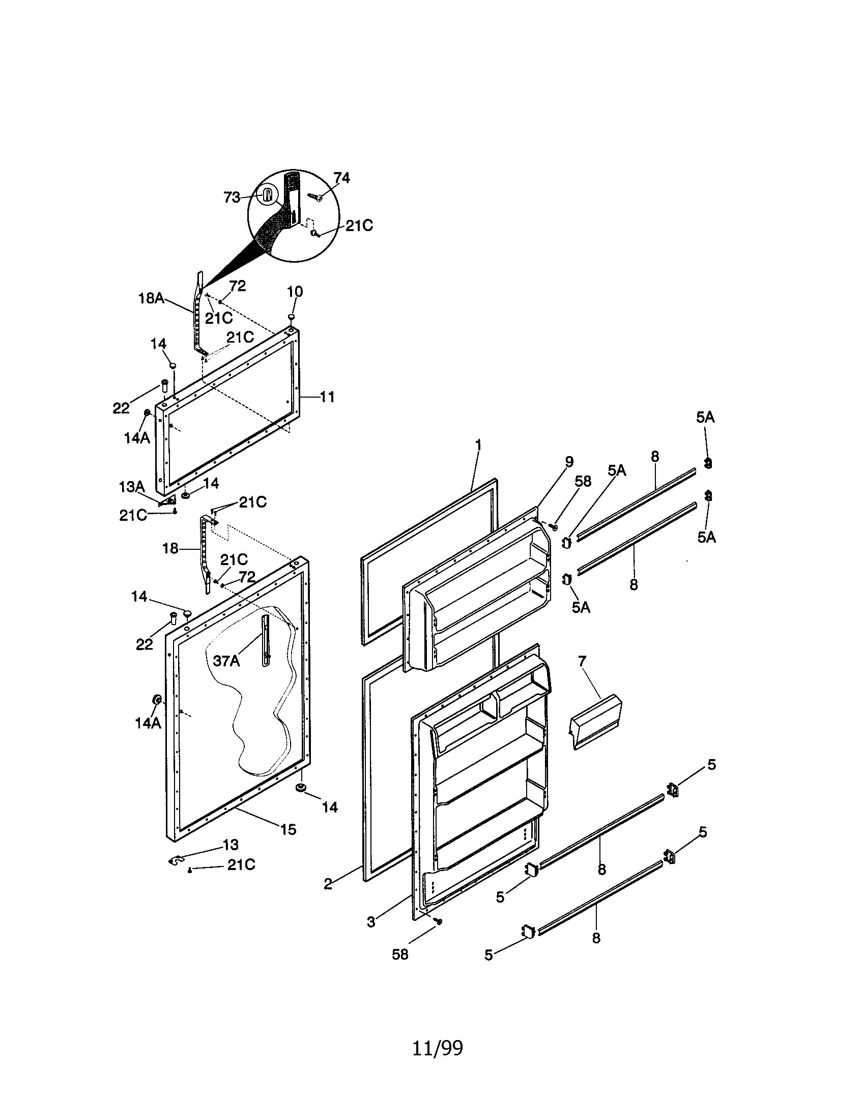 Kenmore 25338622895 door diagram