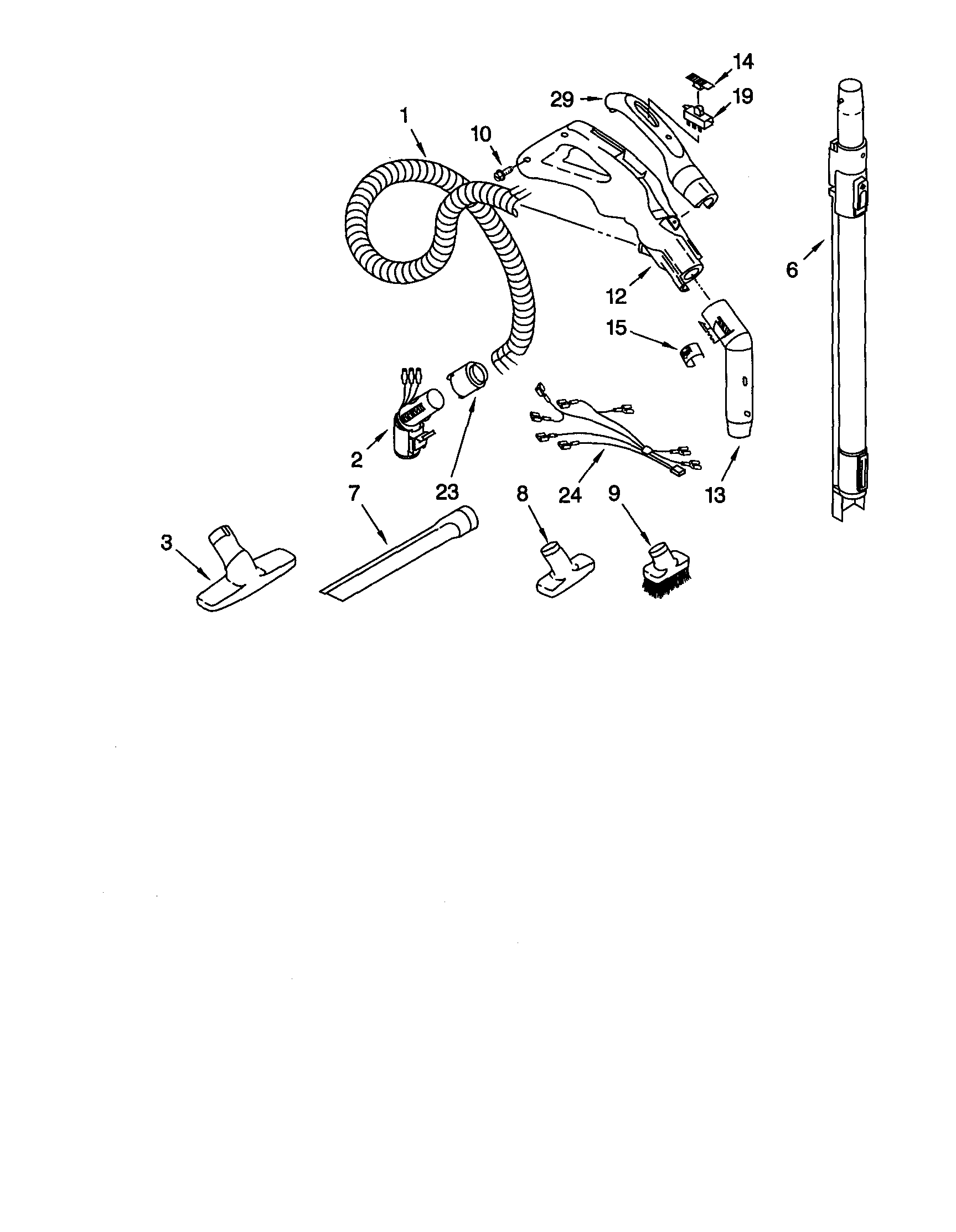 Kenmore 11629812991 hose and attachment diagram