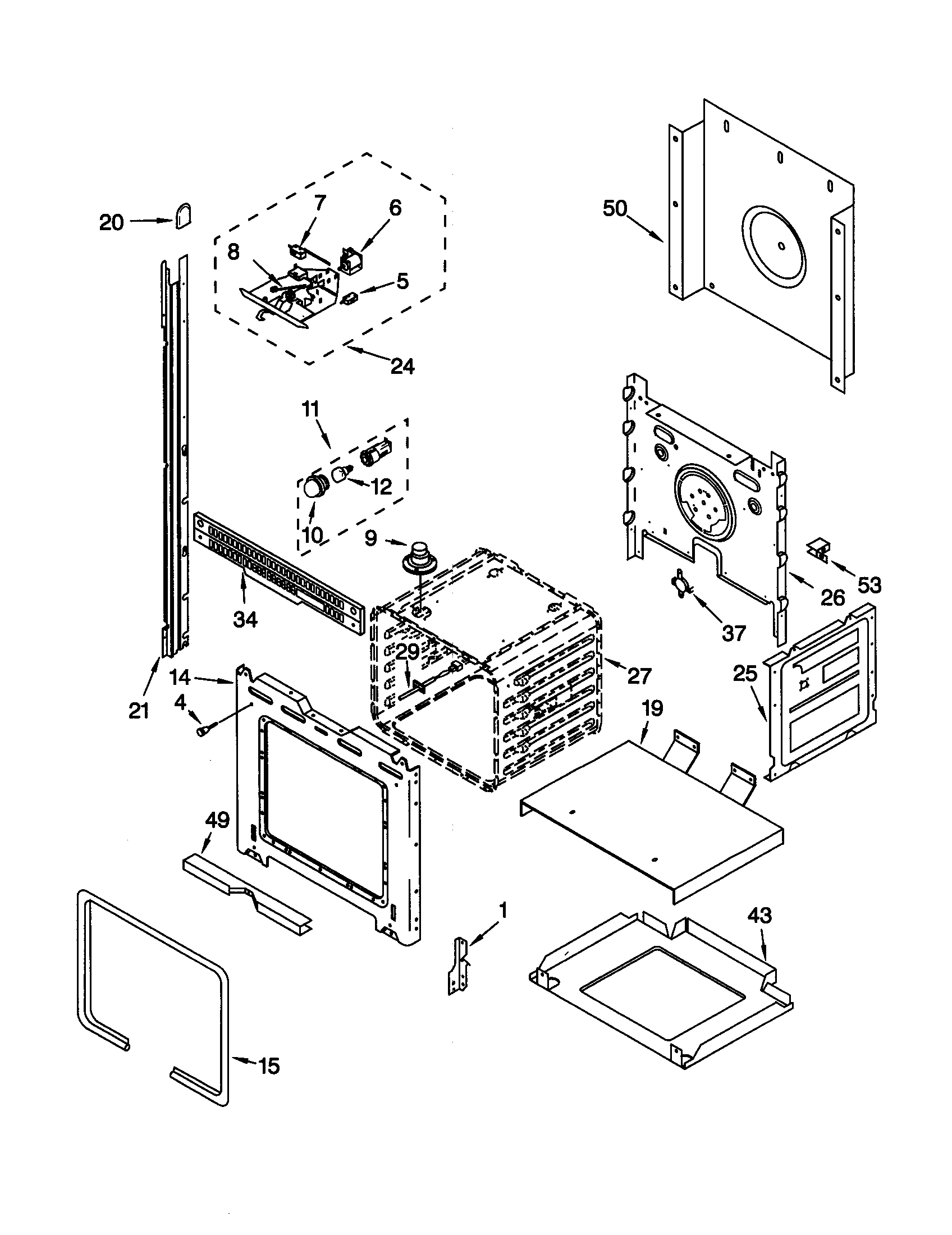 Whirlpool RBD275PDB7 upper oven diagram
