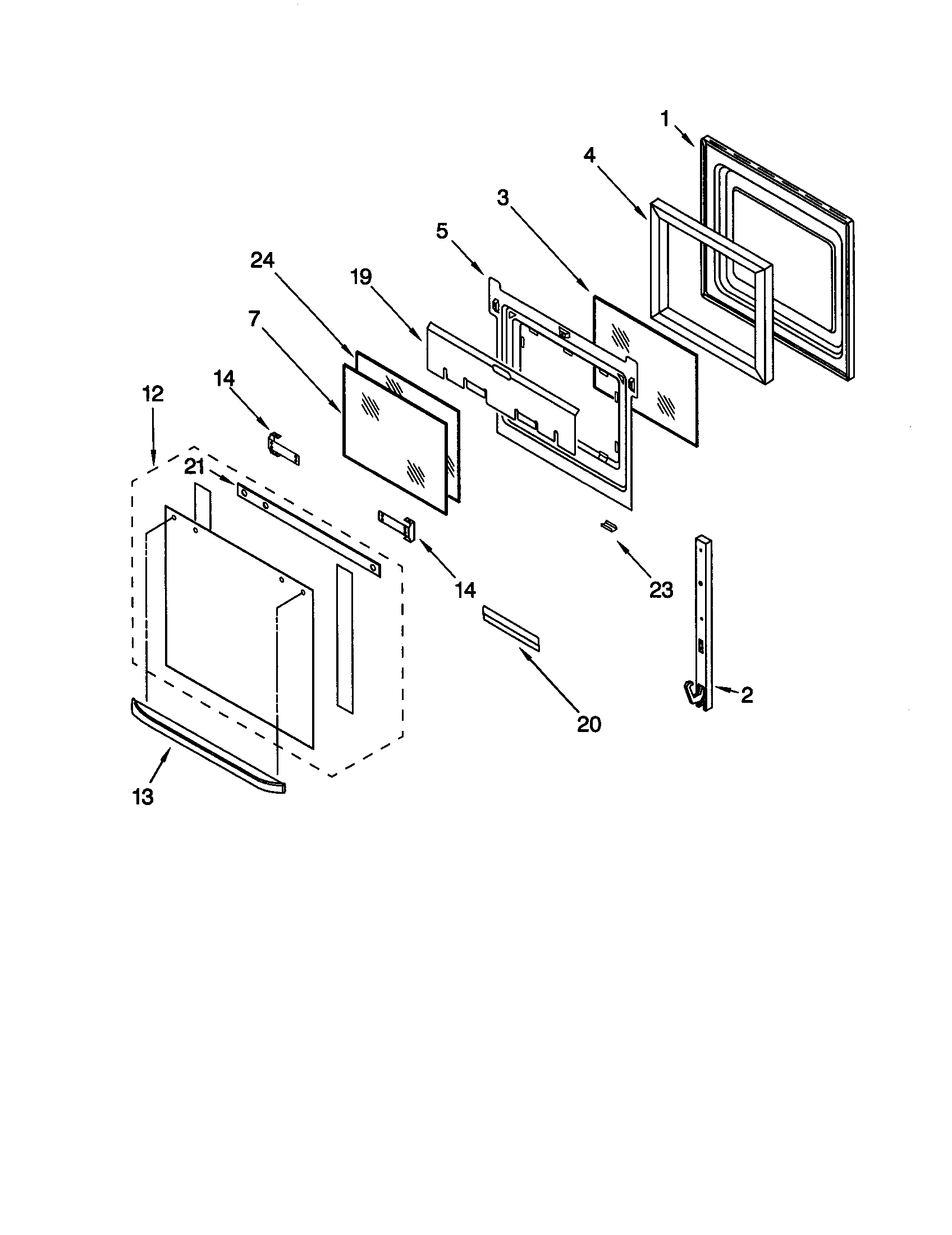 Whirlpool RBD276PDB7 oven door diagram