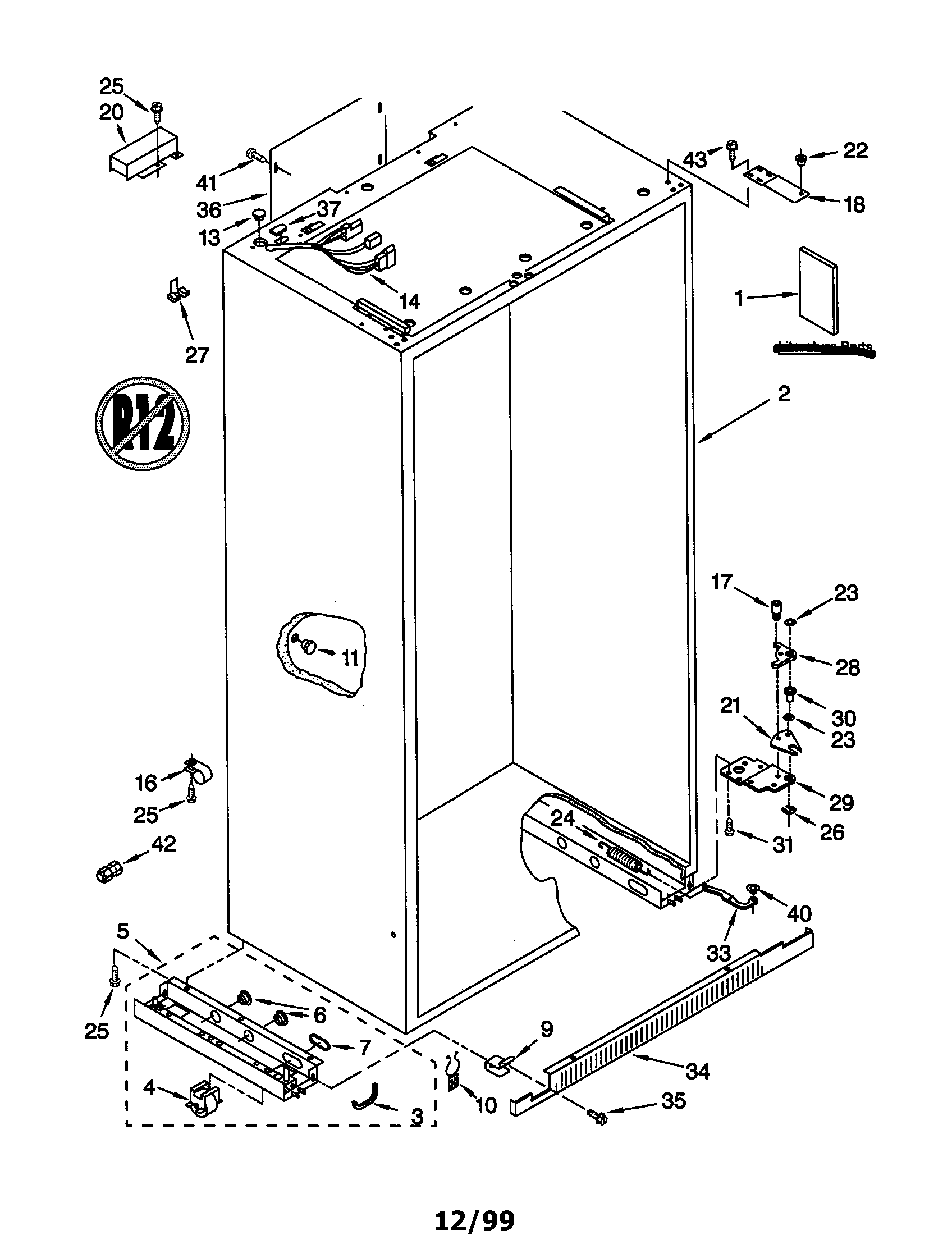 KitchenAid KSSP36QGT00 cabinet diagram