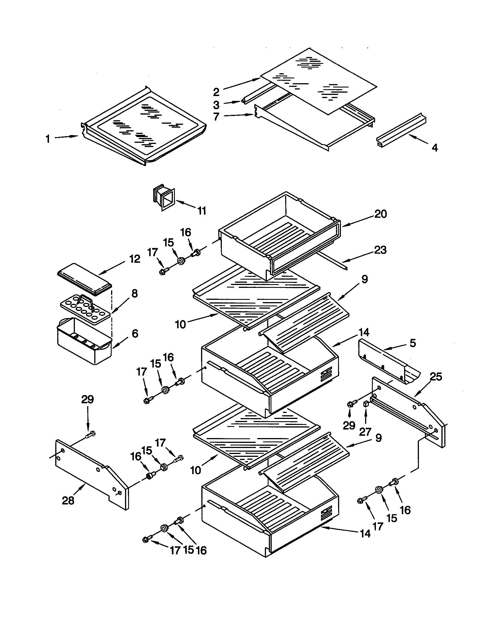 KitchenAid KSSP36QGT00 refrigerator shelf diagram