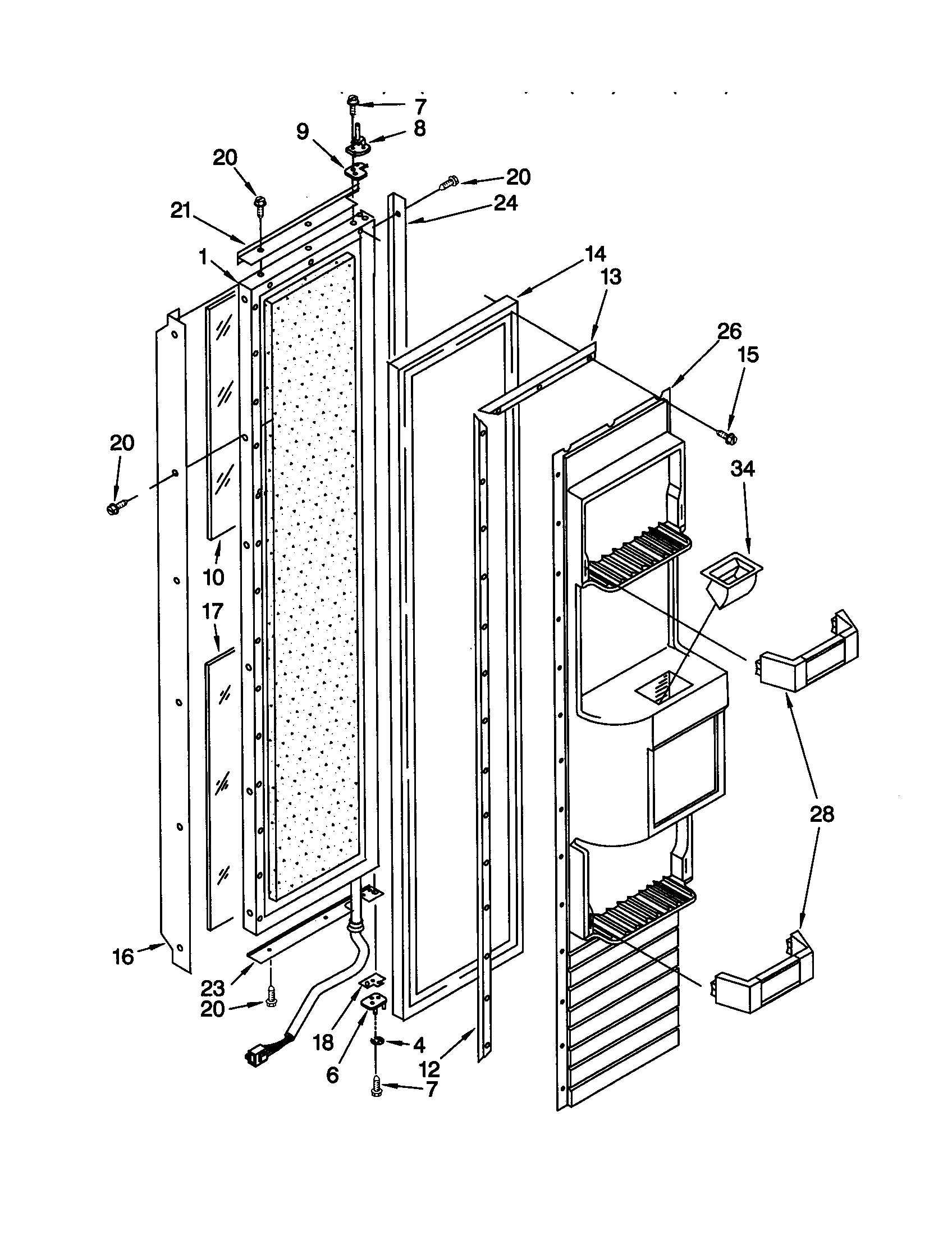 KitchenAid KSSP36QGT00 freezer door diagram