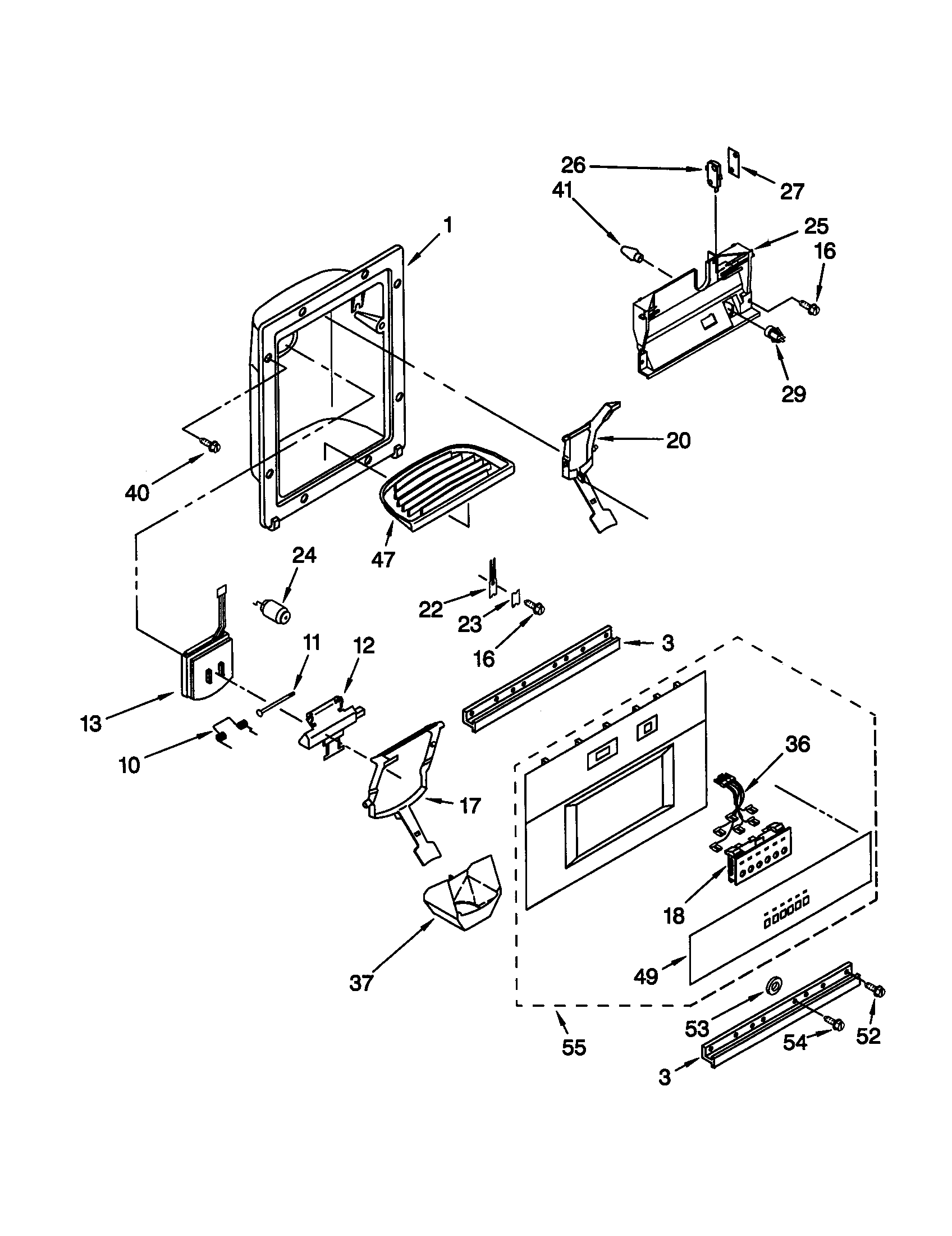 KitchenAid KSSP36QGT00 dispenser front diagram