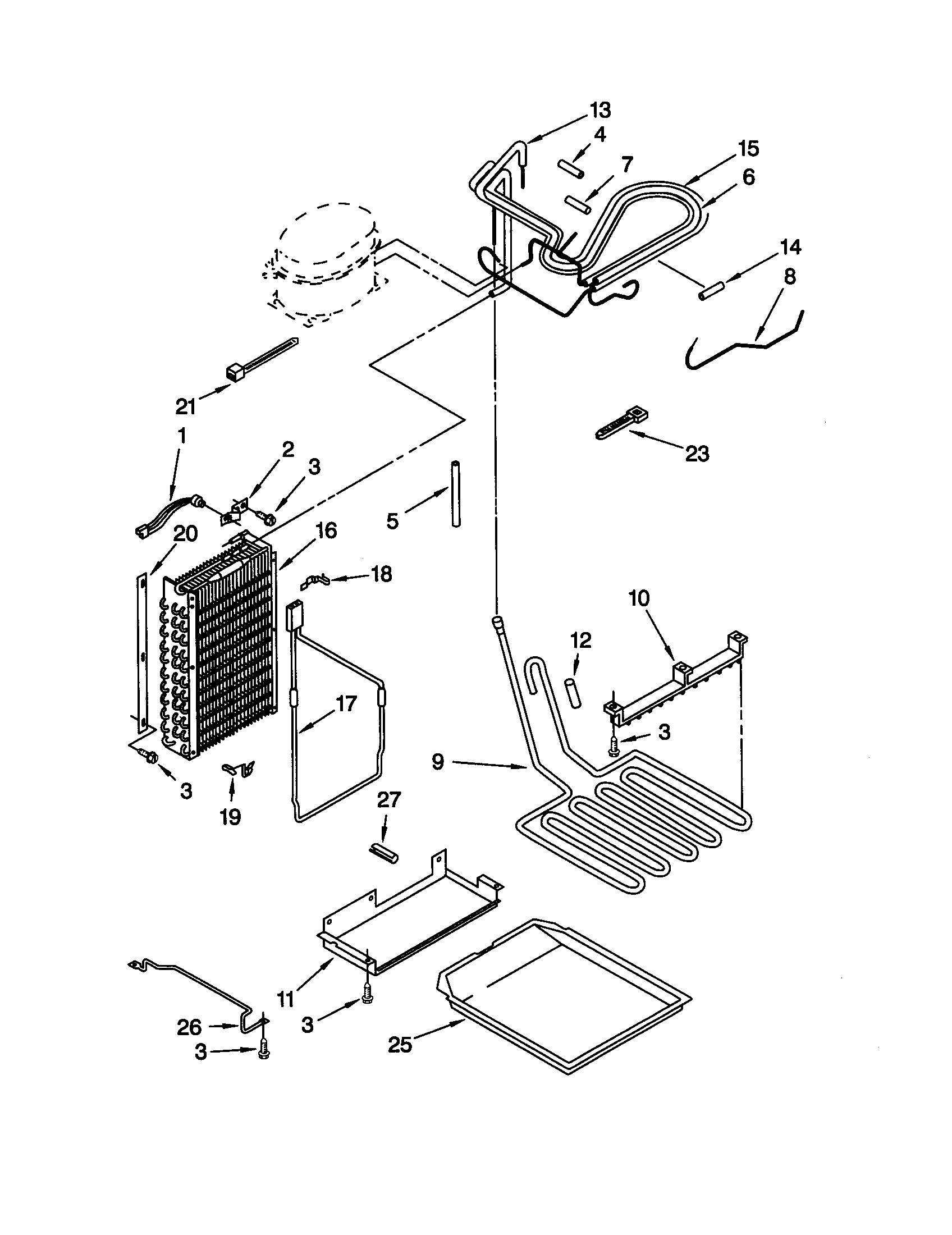 KitchenAid KSSP36QGT00 lower unit and tube diagram