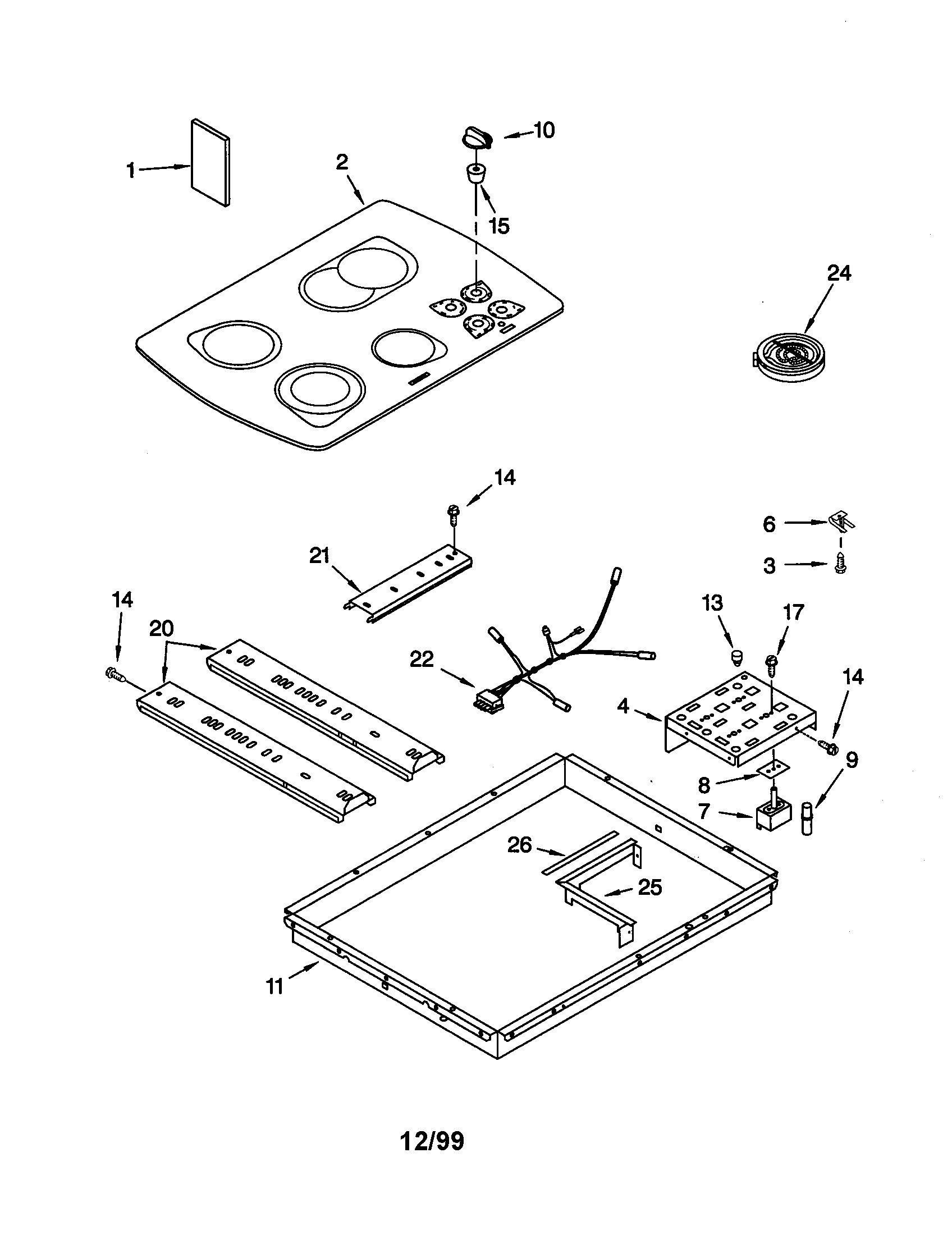 KitchenAid KECC502GAL1 cooktop diagram